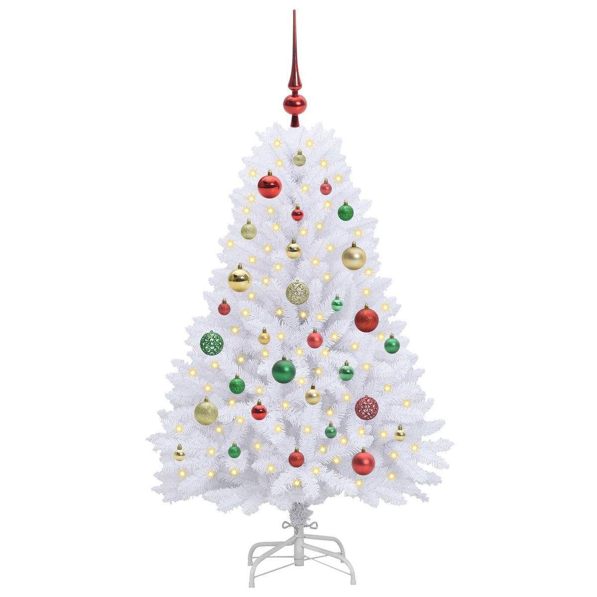Kunstigt Hinged Juletræ Hvid 120 cm PVC og Stål