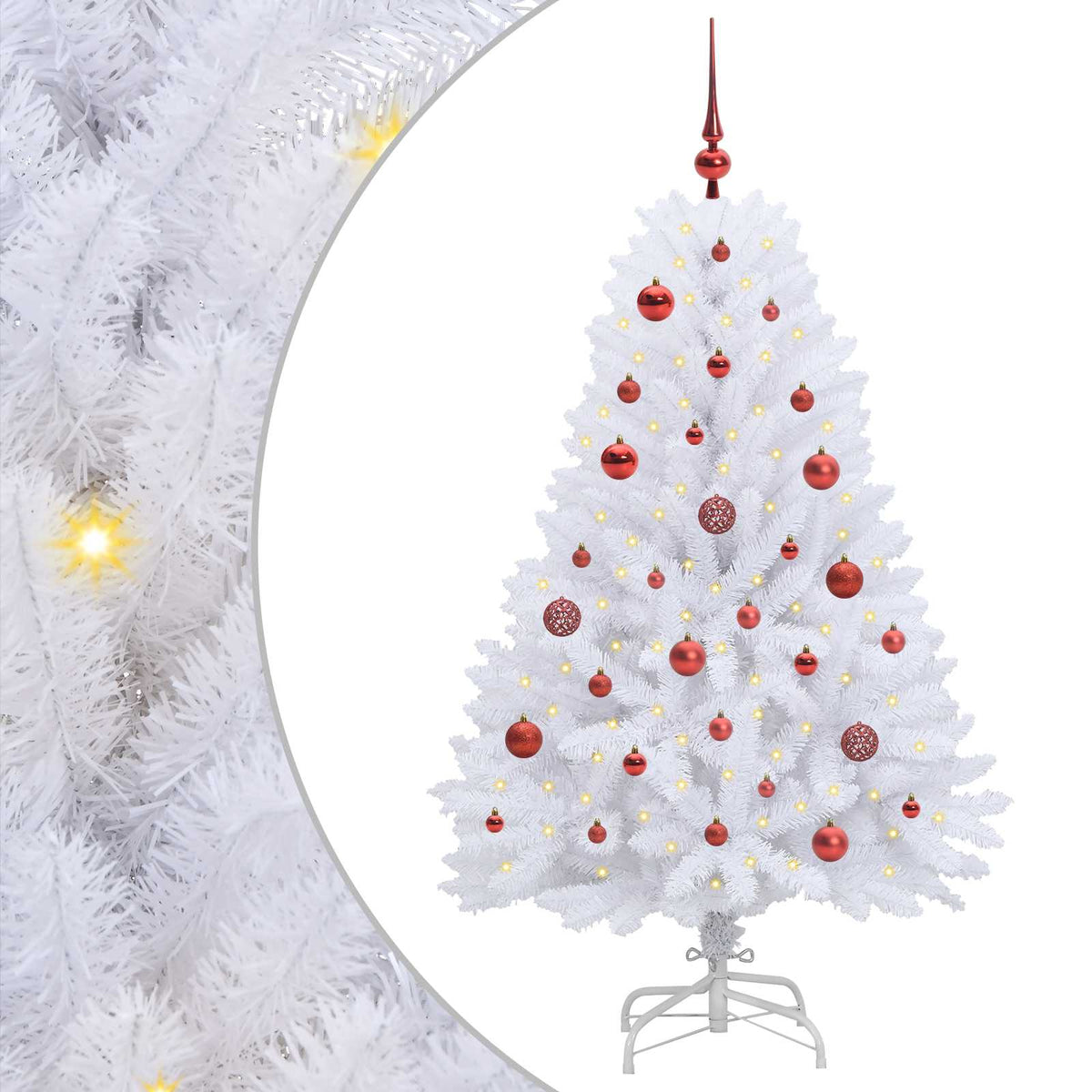 Kunstigt Hinged Juletræ Hvid 150 cm PVC og Stål
