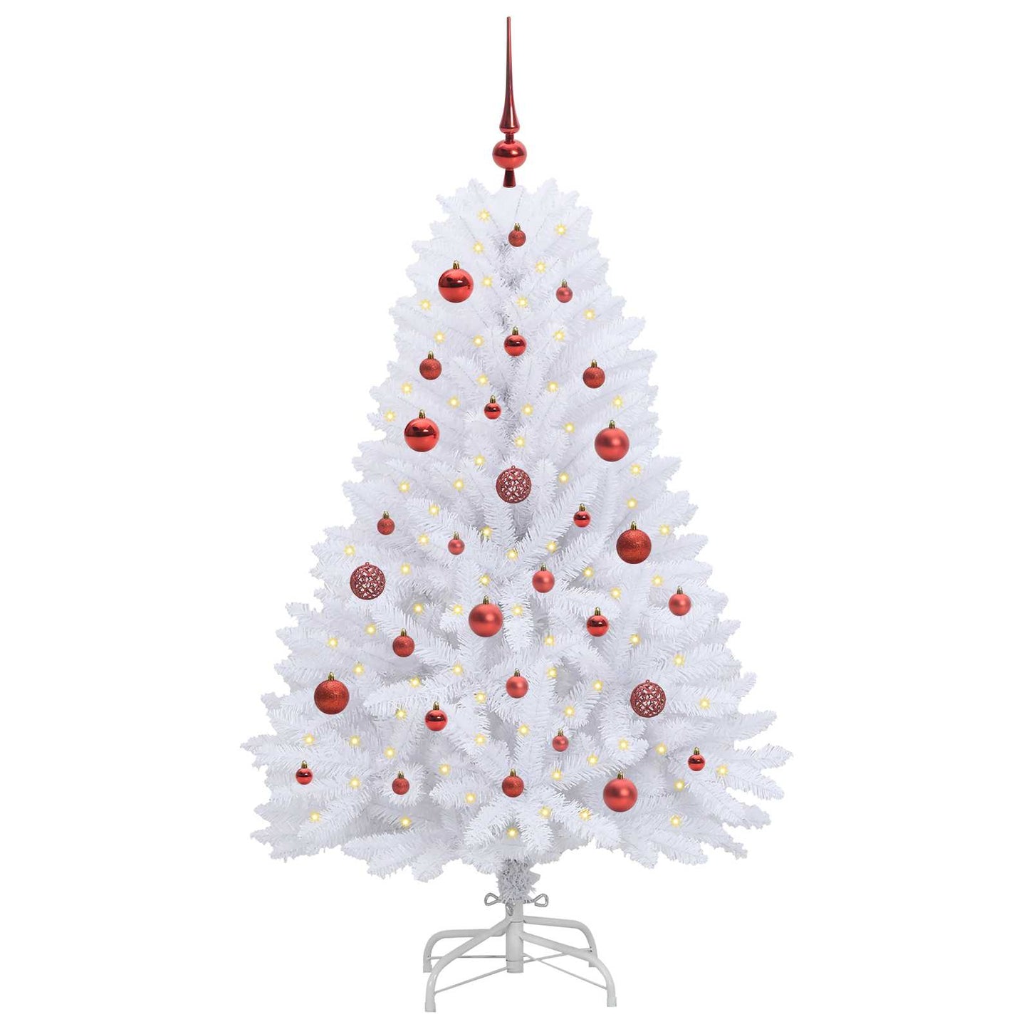 Kunstigt Hinged Juletræ Hvid 150 cm PVC og Stål