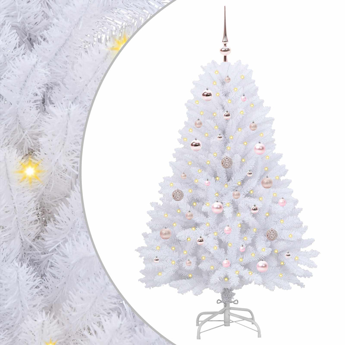 Kunstigt Hinged Juletræ Hvid 150 cm PVC og Stål