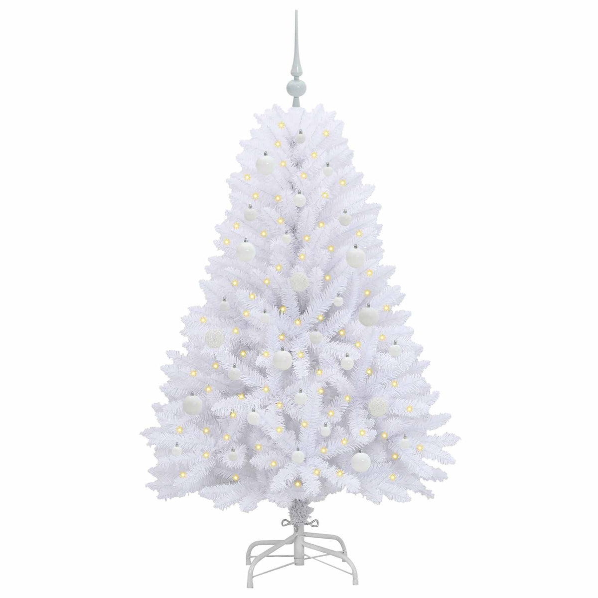 Kunstigt Hinged Juletræ Hvid 150 cm PVC og Stål