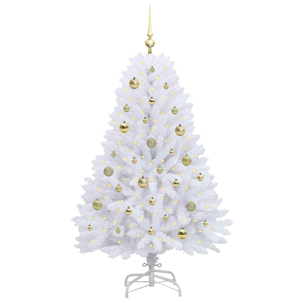 Kunstigt Hinged Juletræ Hvid 150 cm PVC og Stål