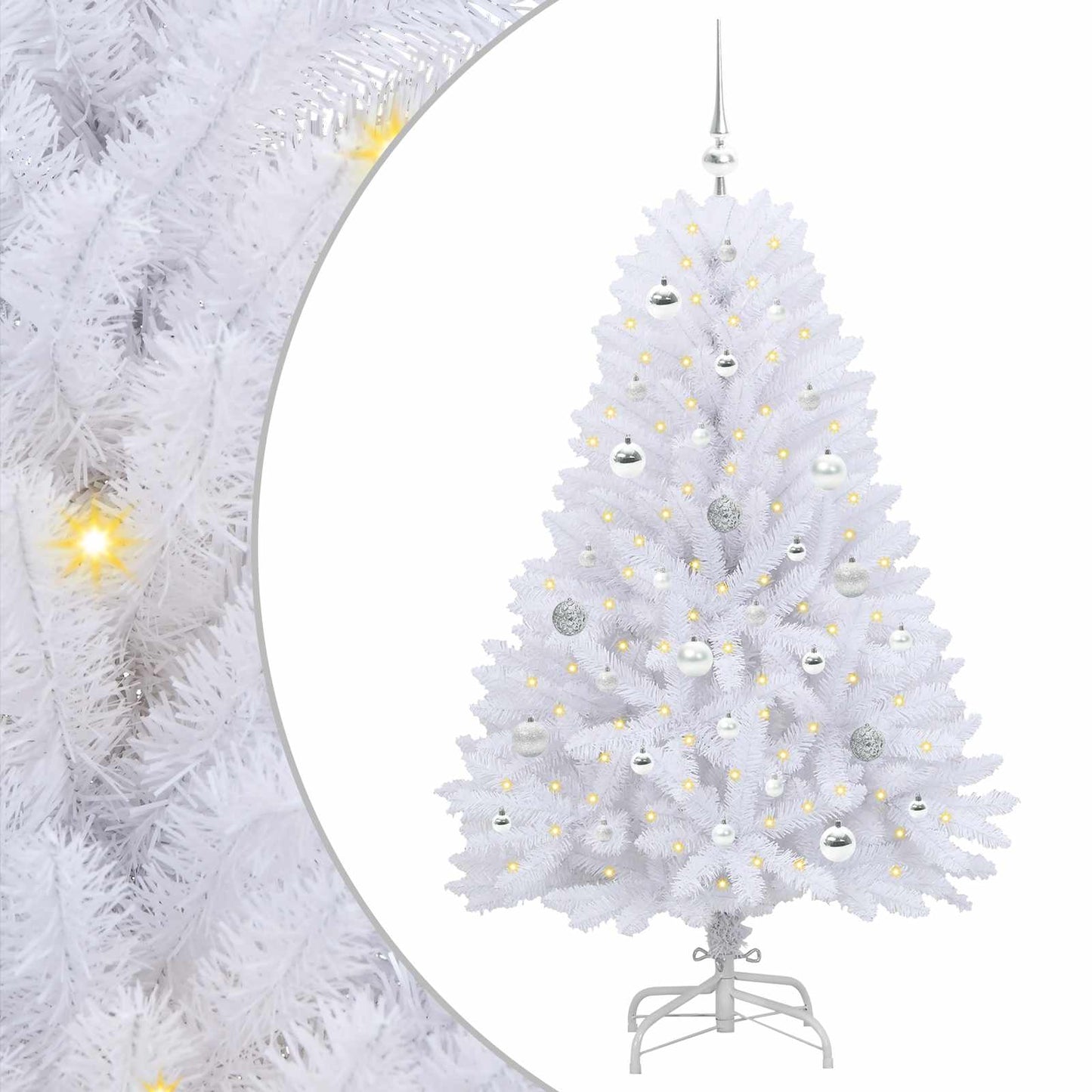 Kunstigt Hinged Juletræ Hvid 150 cm PVC og Stål