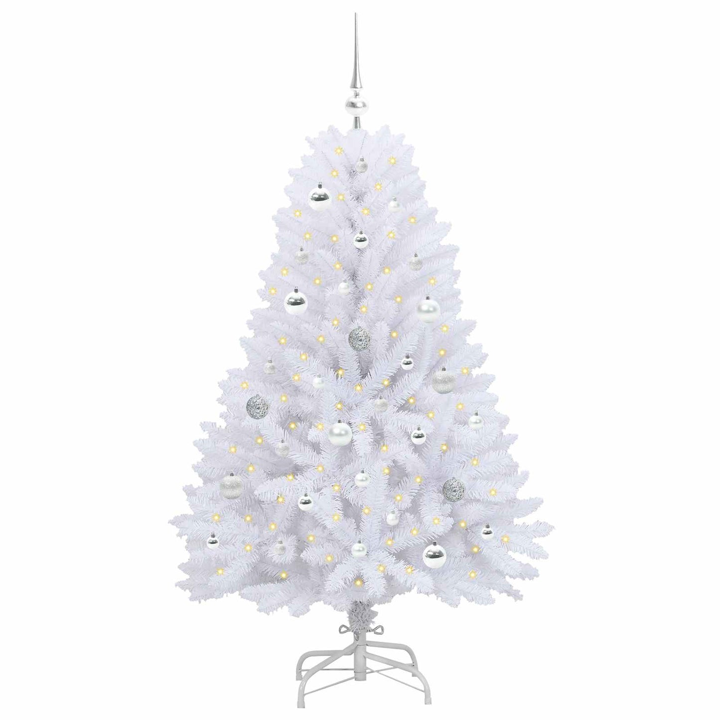 Kunstigt Hinged Juletræ Hvid 150 cm PVC og Stål