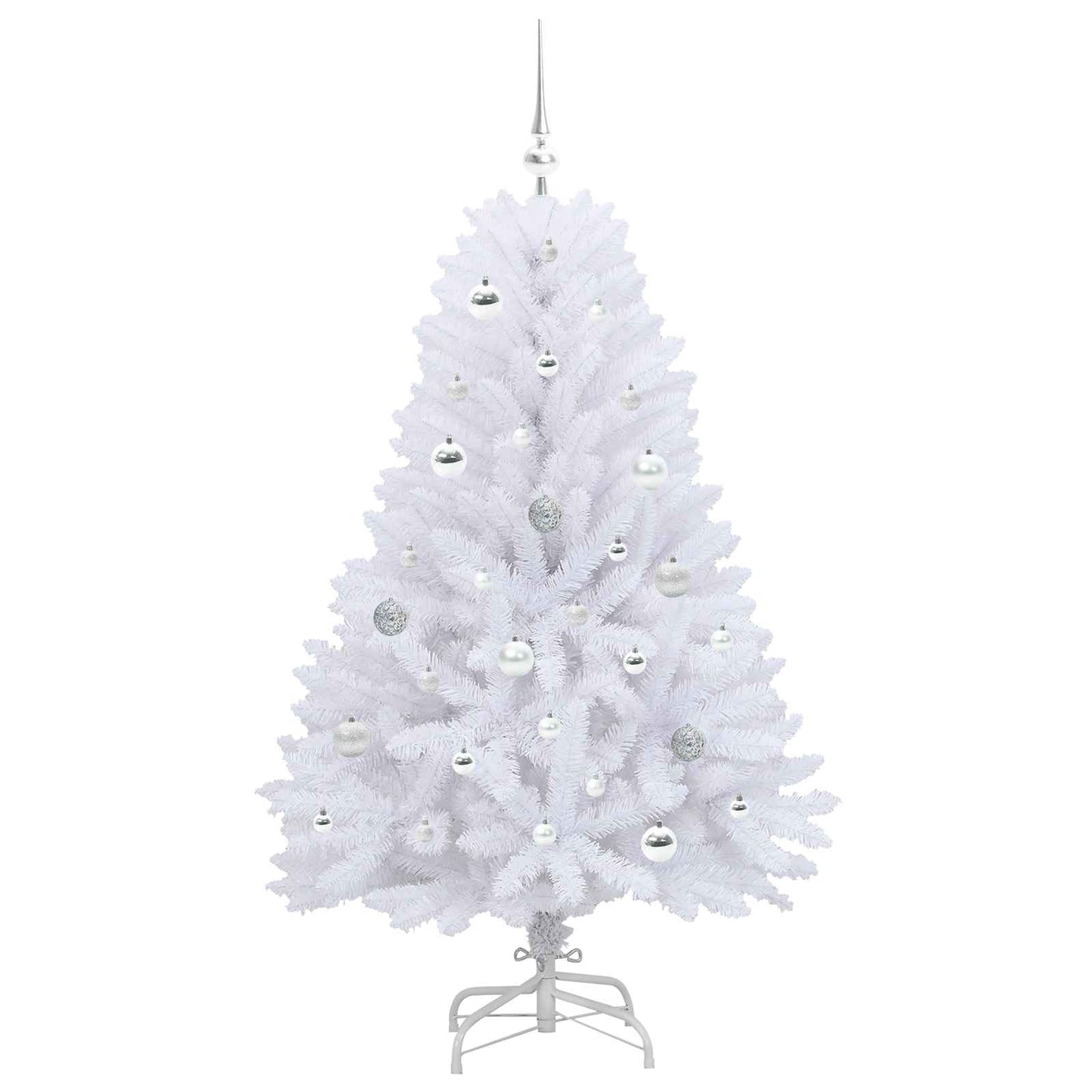 Kunstigt Hinged Juletræ Hvid 150 cm PVC og Stål