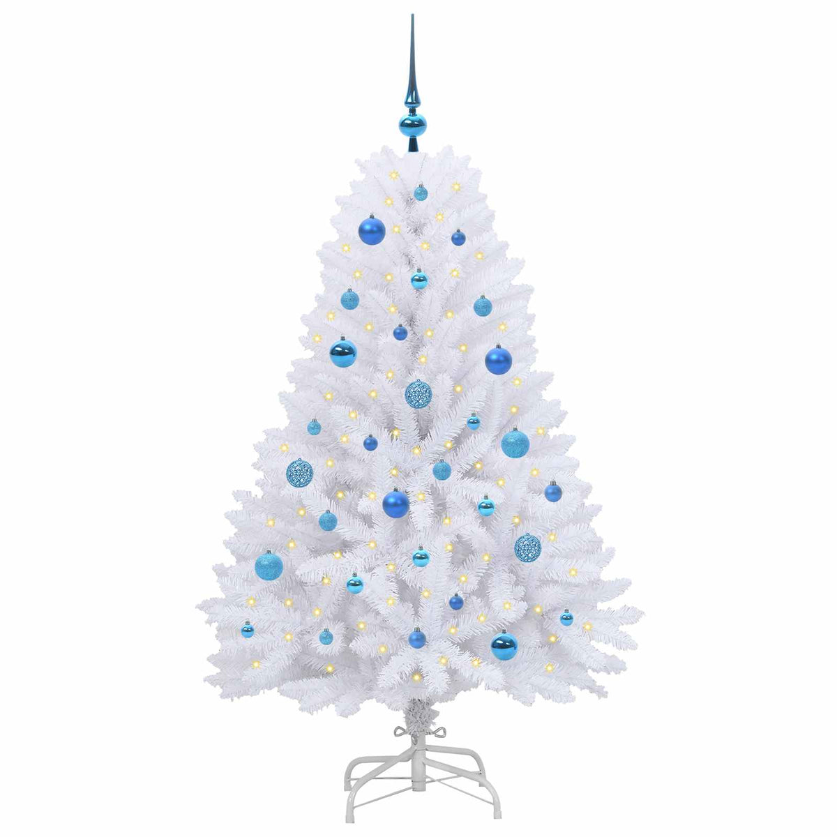 Kunstigt Hinged Juletræ Hvid 150 cm PVC og Stål