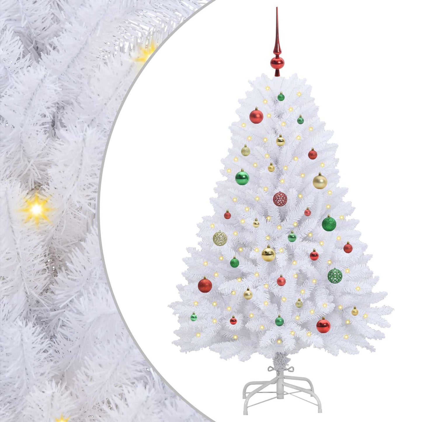 Kunstigt Hinged Juletræ Hvid 150 cm PVC og Stål