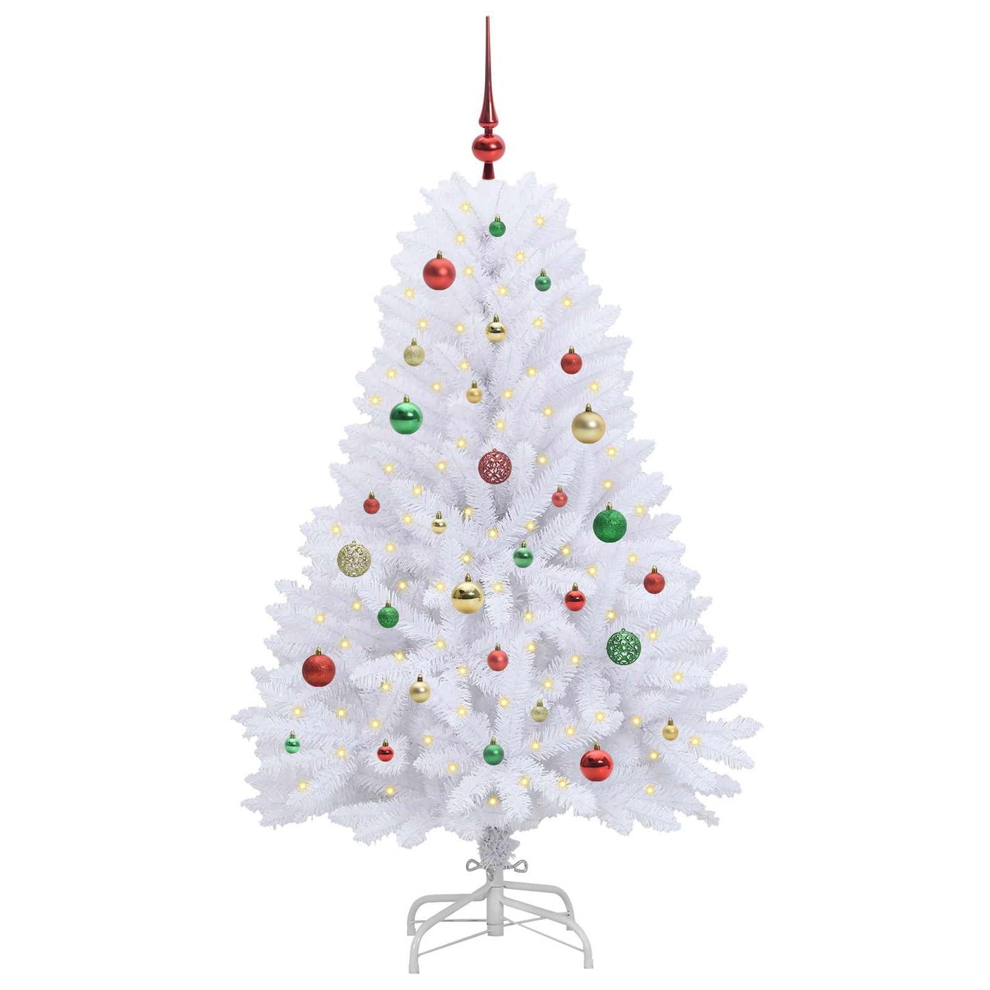 Kunstigt Hinged Juletræ Hvid 150 cm PVC og Stål