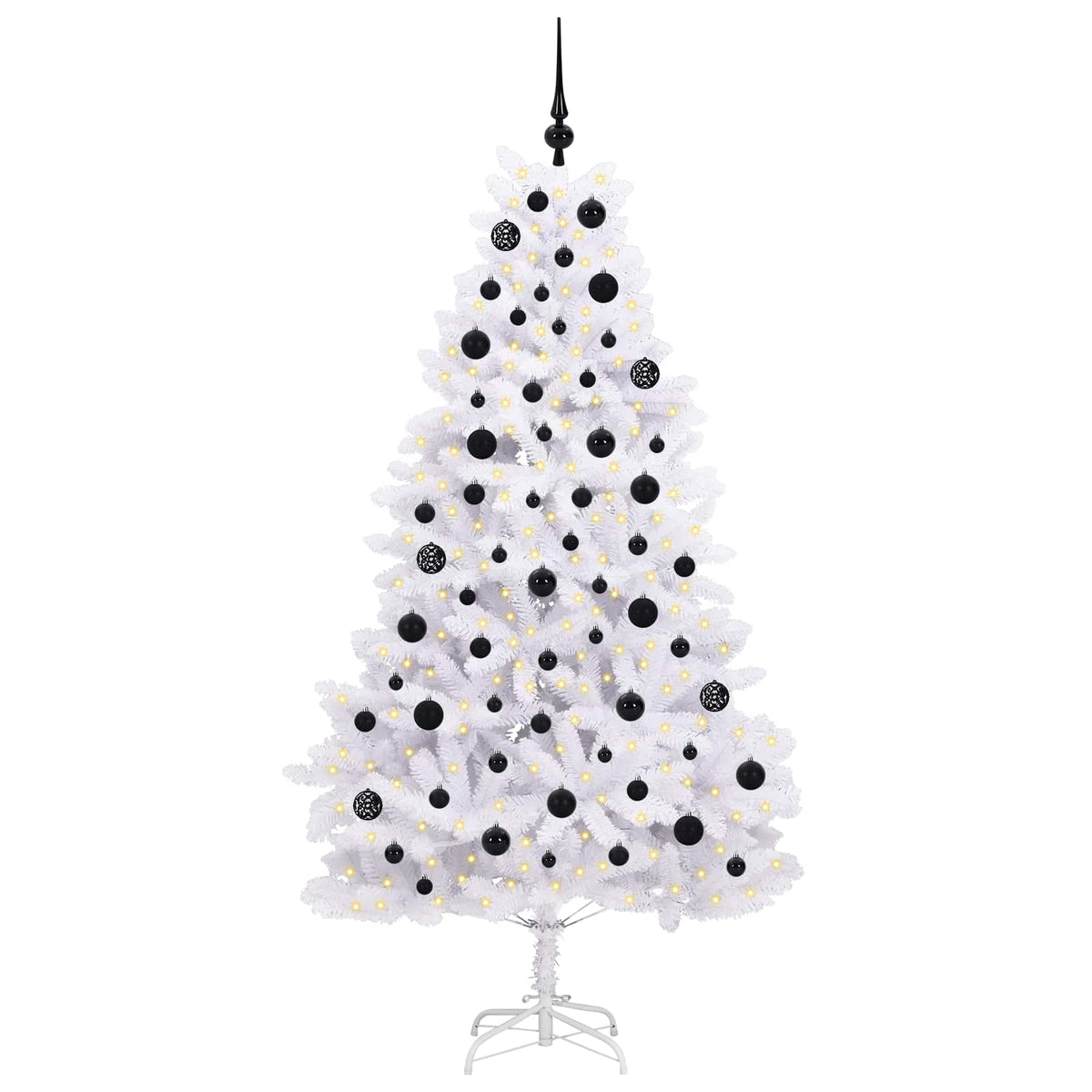 Kunstigt Hinged Juletræ Hvid 180 cm PVC og Stål