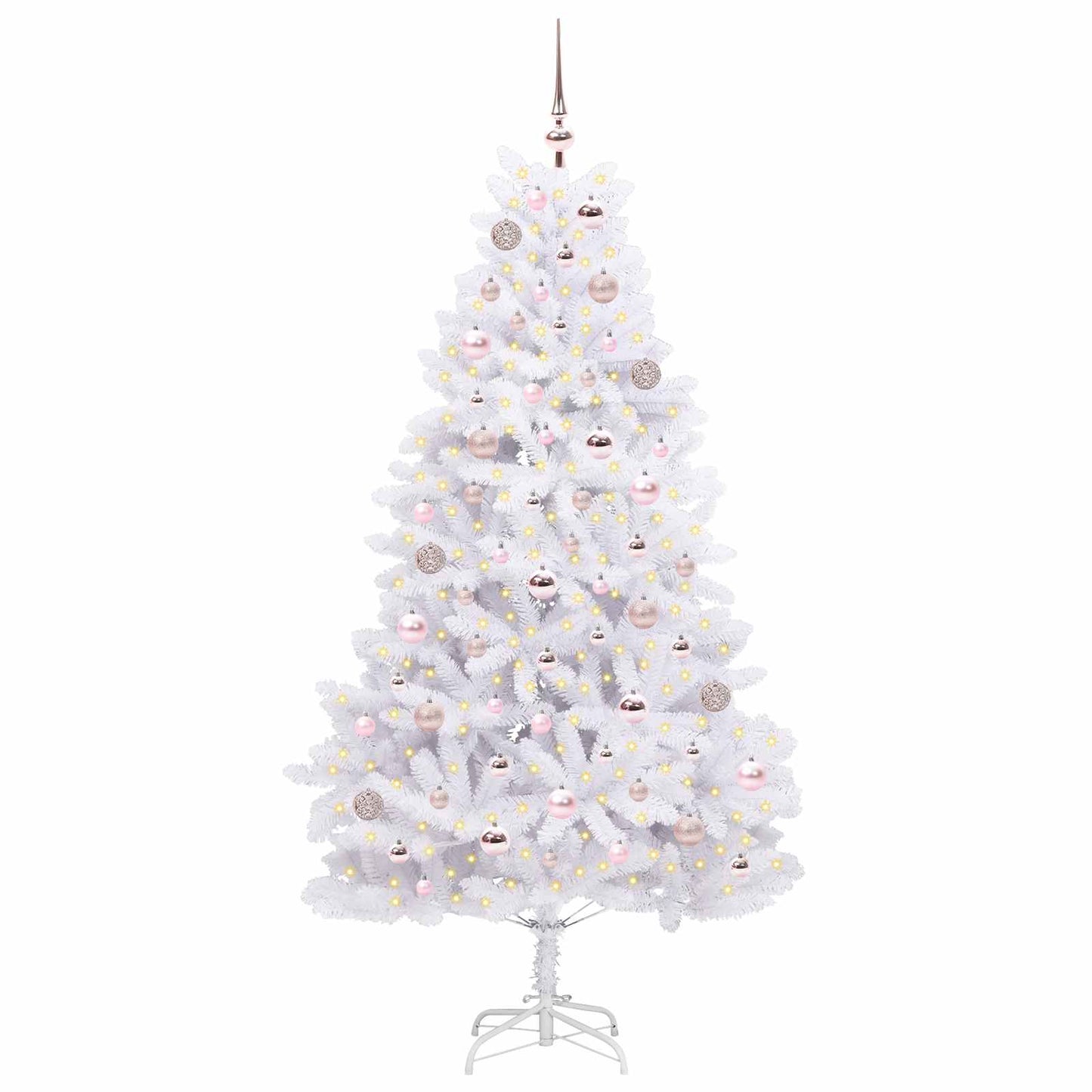 Kunstigt Hinged Juletræ Hvid 180 cm PVC og Stål