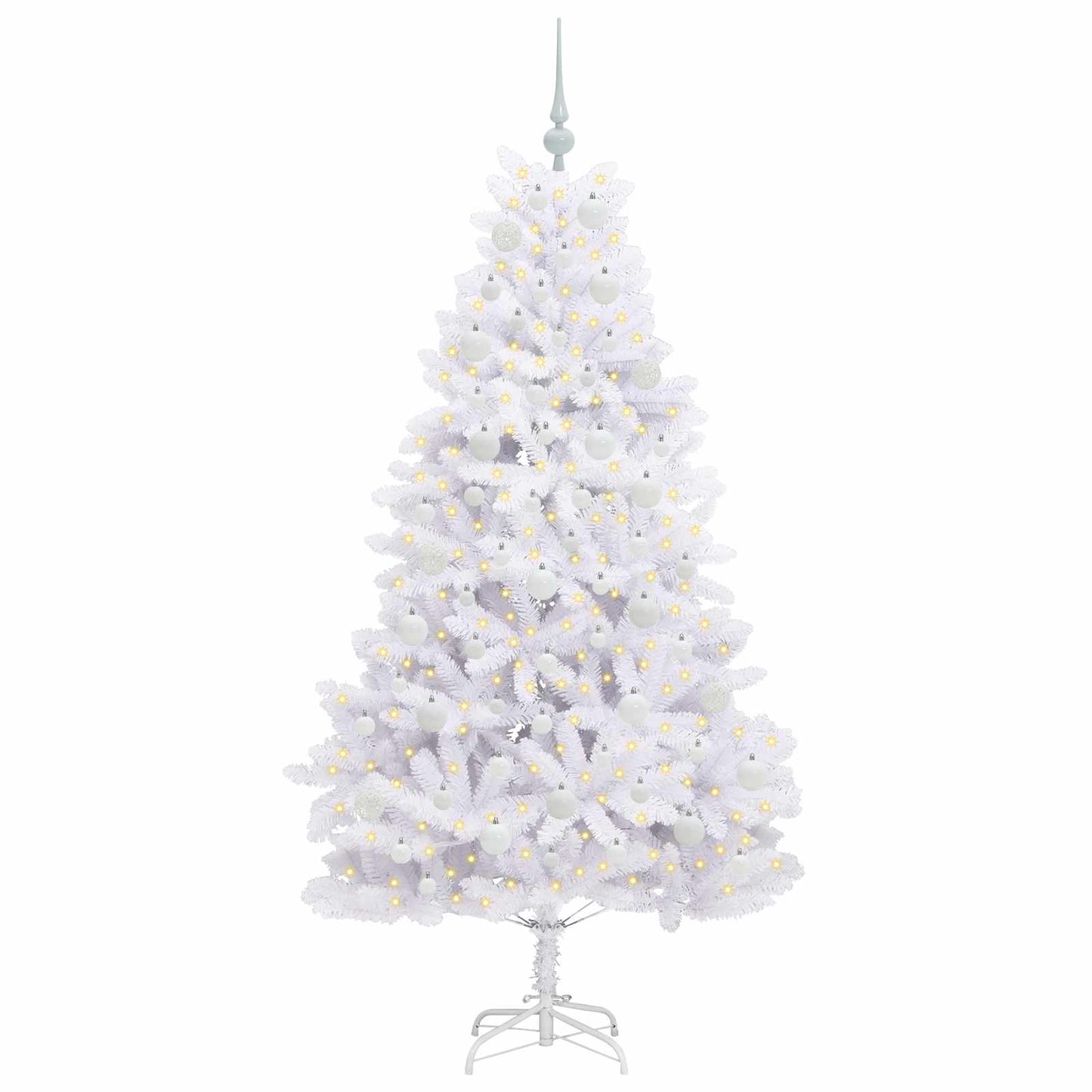 Kunstigt Hinged Juletræ Hvid 180 cm PVC og Stål