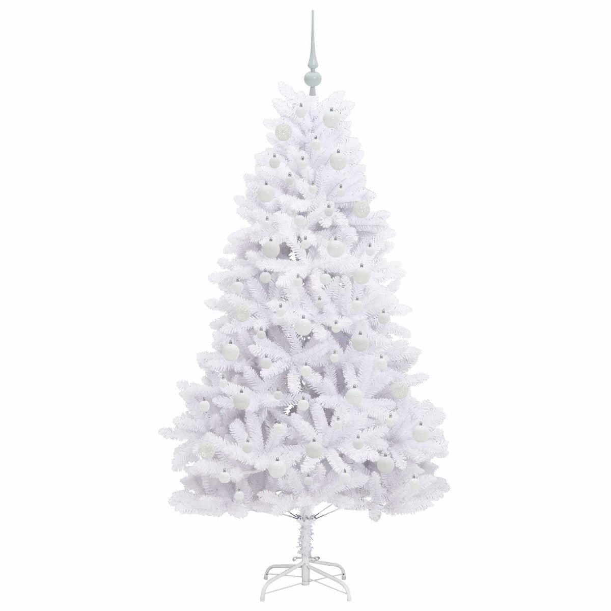 Kunstigt Hinged Juletræ Hvid 180 cm PVC og Stål