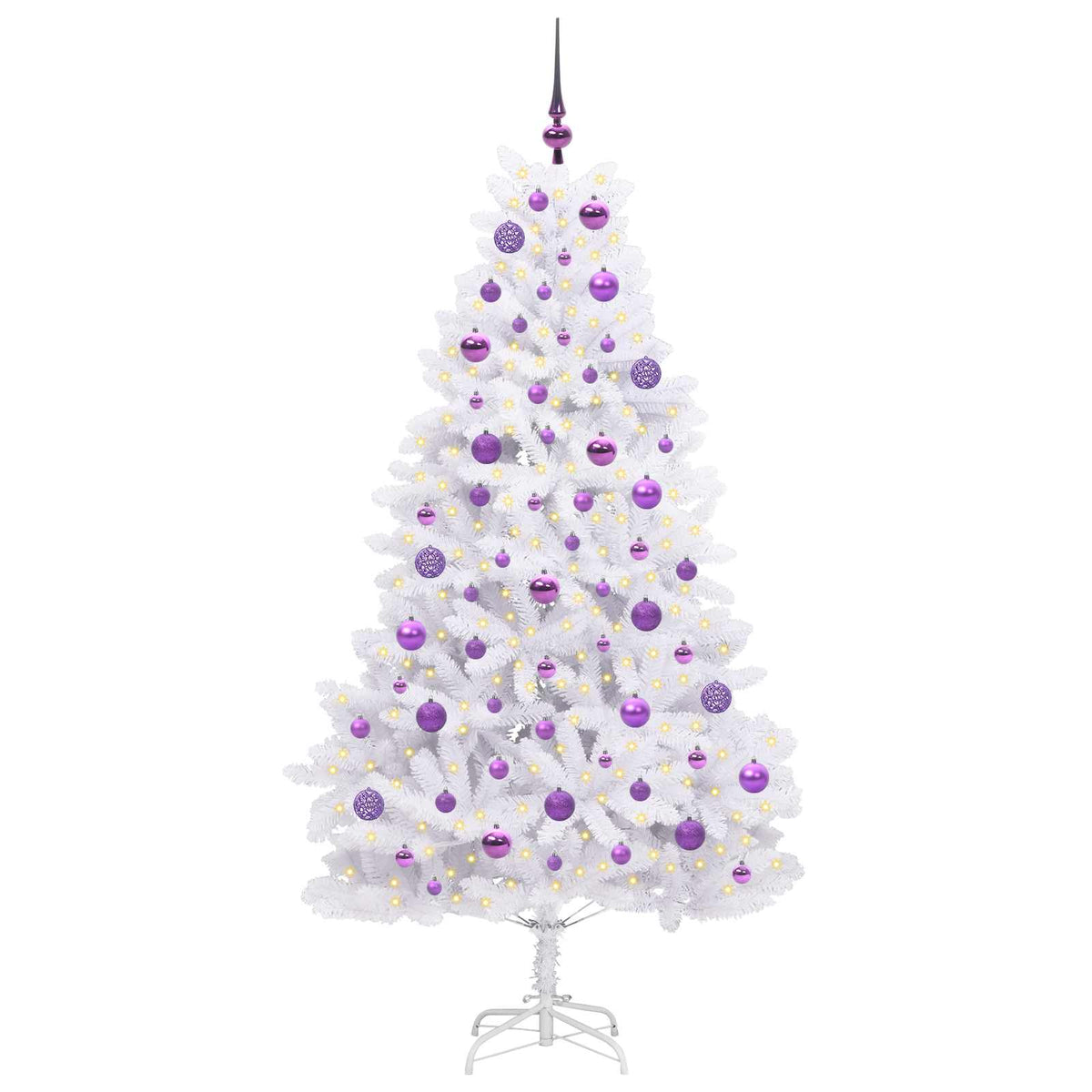 Kunstigt Hinged Juletræ Hvid 180 cm PVC og Stål