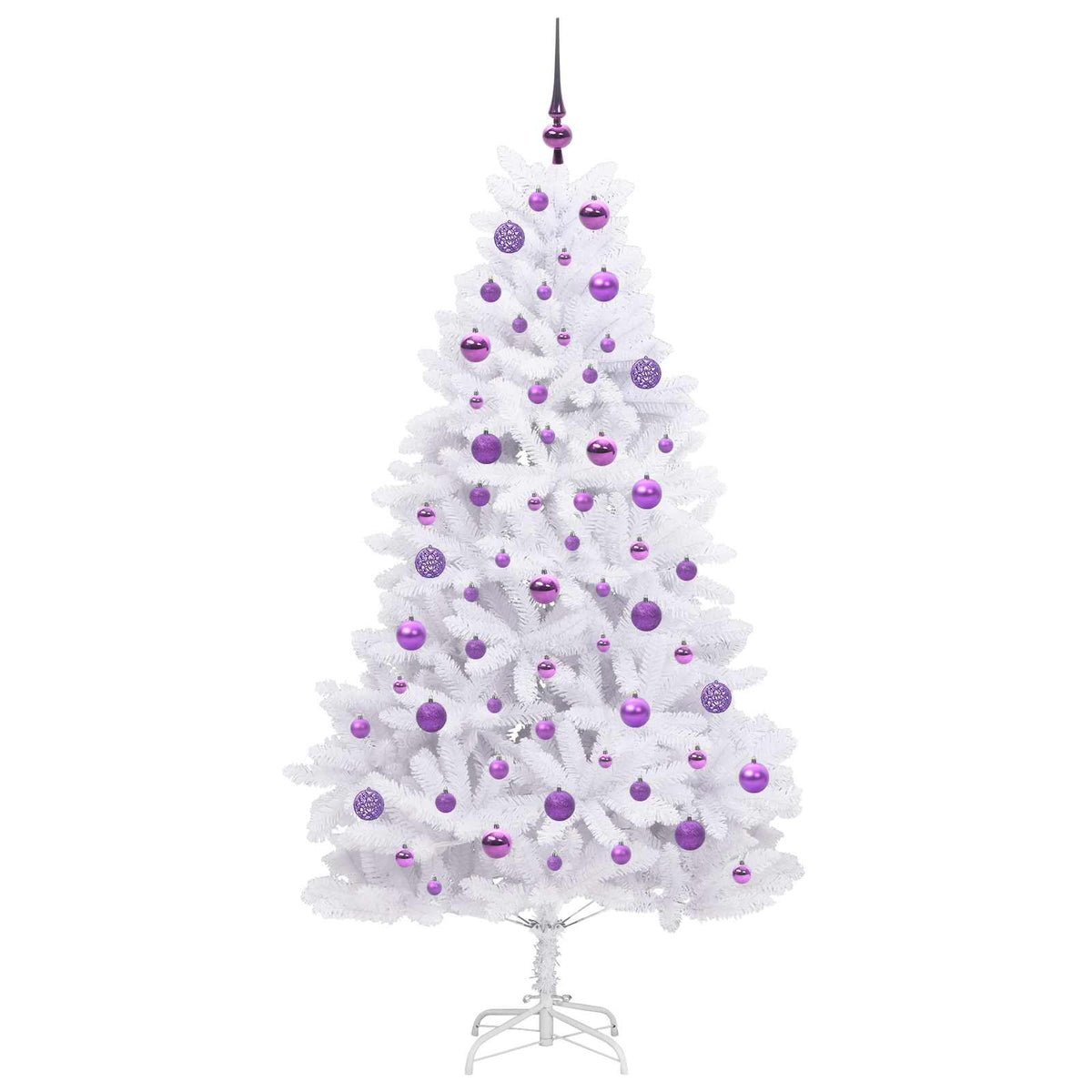 Kunstigt Hinged Juletræ Hvid 180 cm PVC og Stål