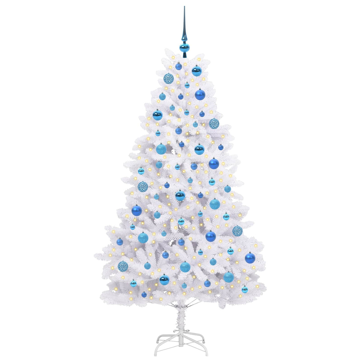 Kunstigt Hinged Juletræ Hvid 180 cm PVC og Stål