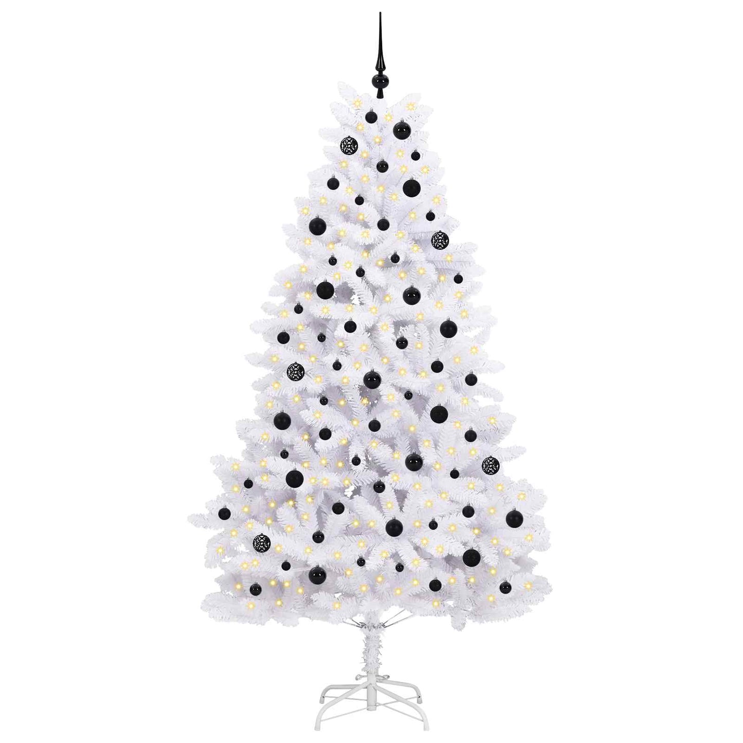Kunstigt Hinged Juletræ Hvid 210 cm PVC og Stål