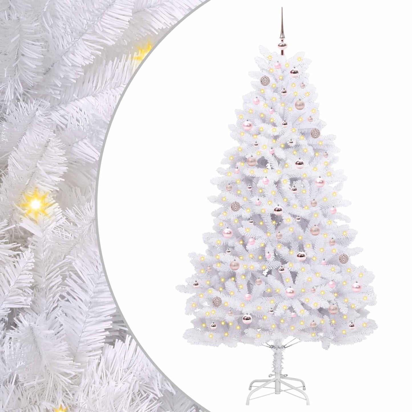 Kunstigt Hinged Juletræ Hvid 210 cm PVC og Stål