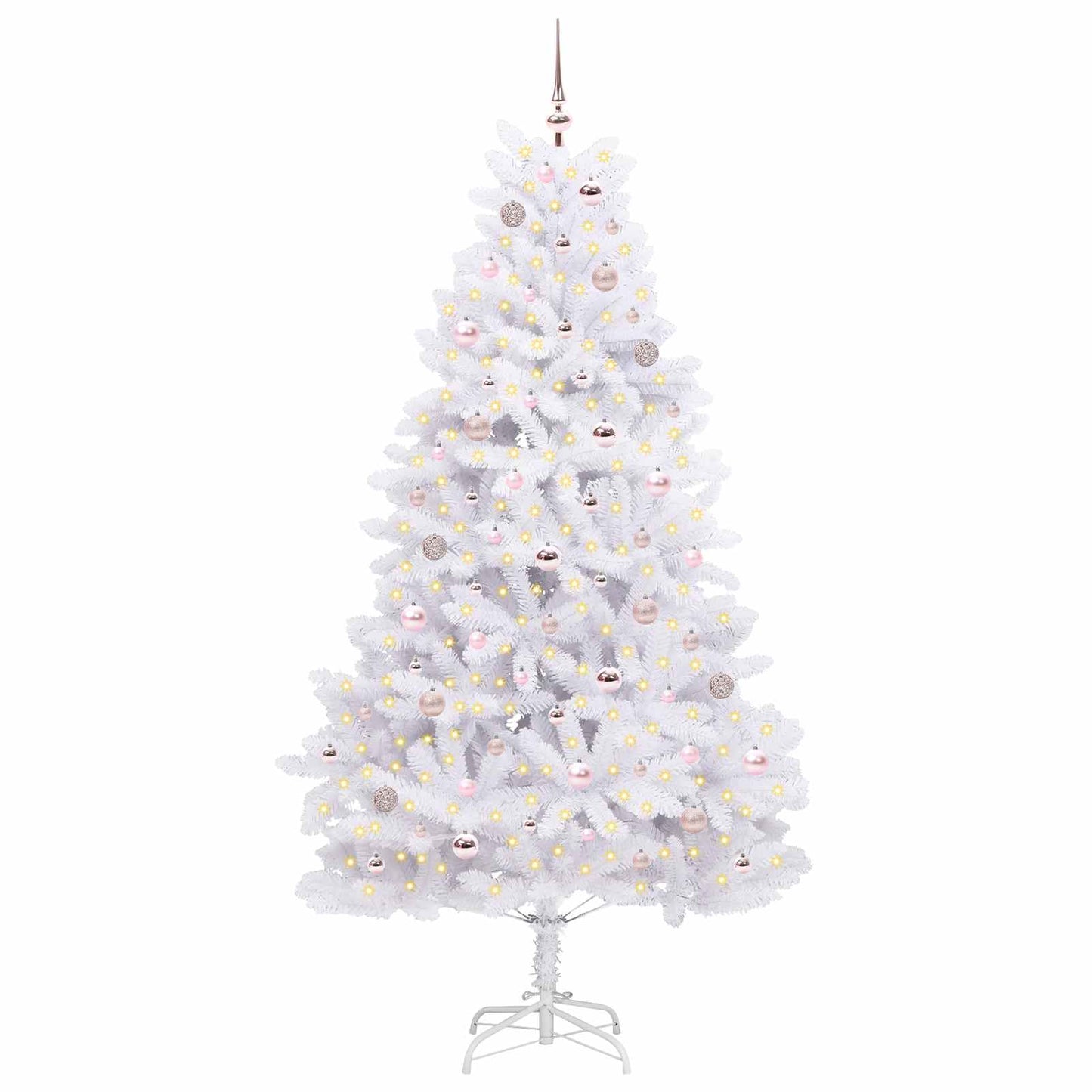Kunstigt Hinged Juletræ Hvid 210 cm PVC og Stål