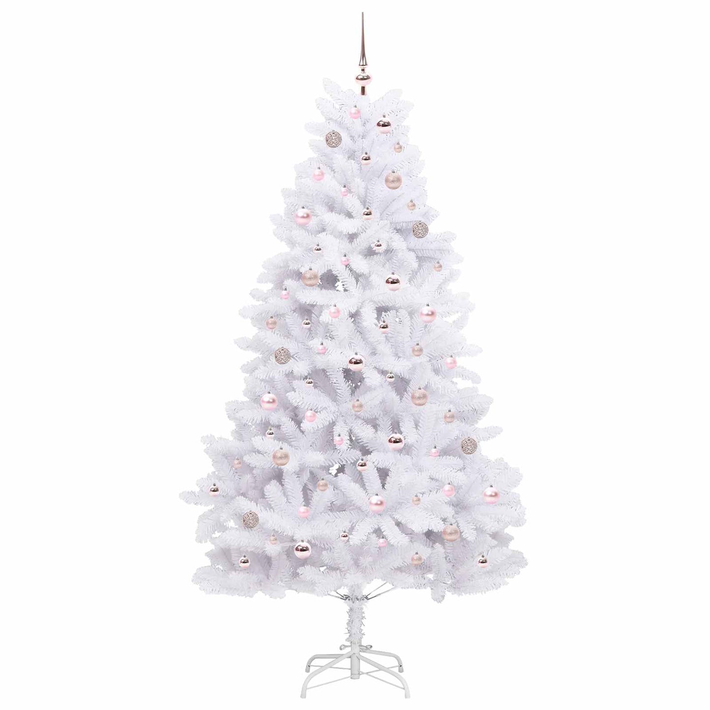 Kunstigt Hinged Juletræ Hvid 210 cm PVC og Stål