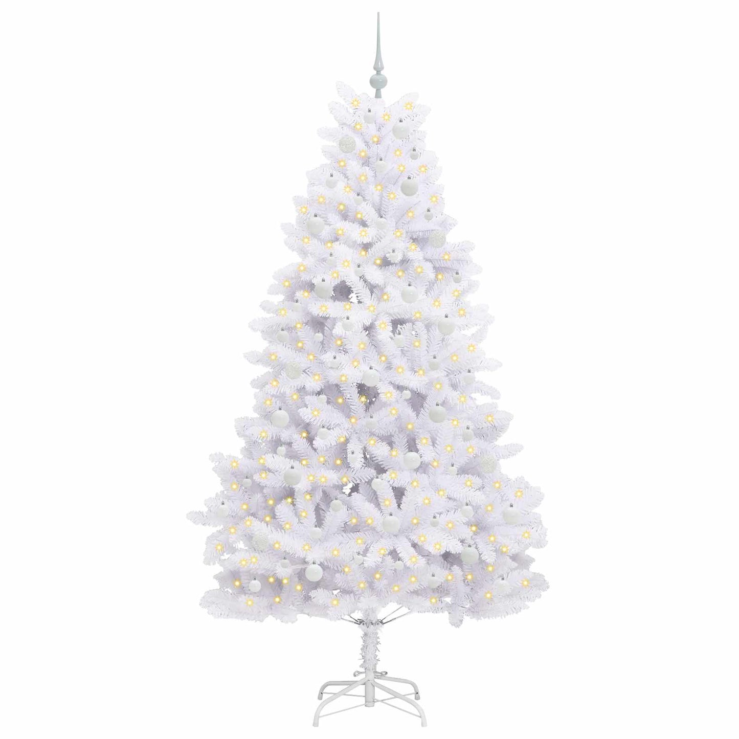 Kunstigt Hinged Juletræ Hvid 210 cm PVC og Stål