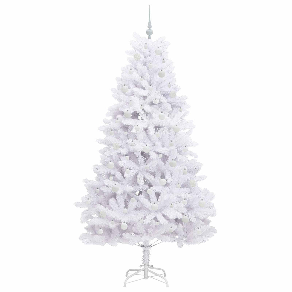 Kunstigt Hinged Juletræ Hvid 210 cm PVC og Stål