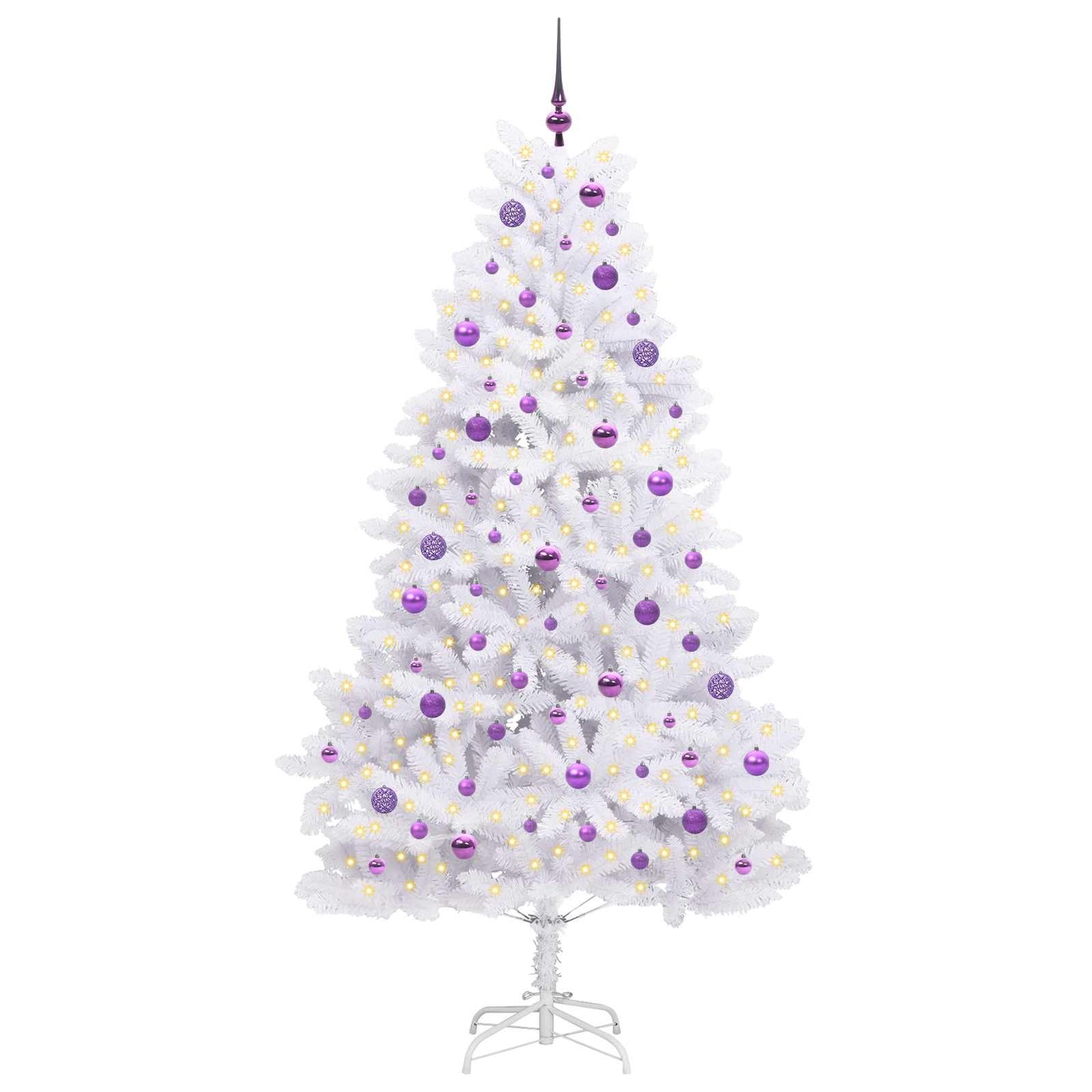 Kunstigt Hinged Juletræ Hvid 210 cm PVC og Stål