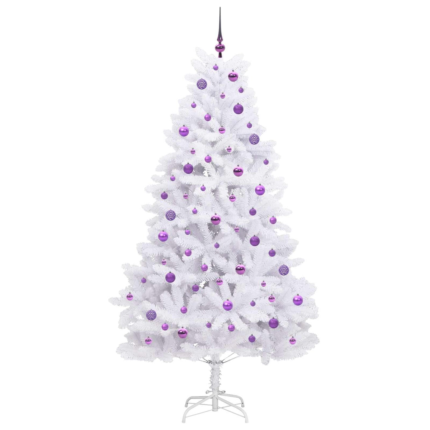 Kunstigt Hinged Juletræ Hvid 210 cm PVC og Stål
