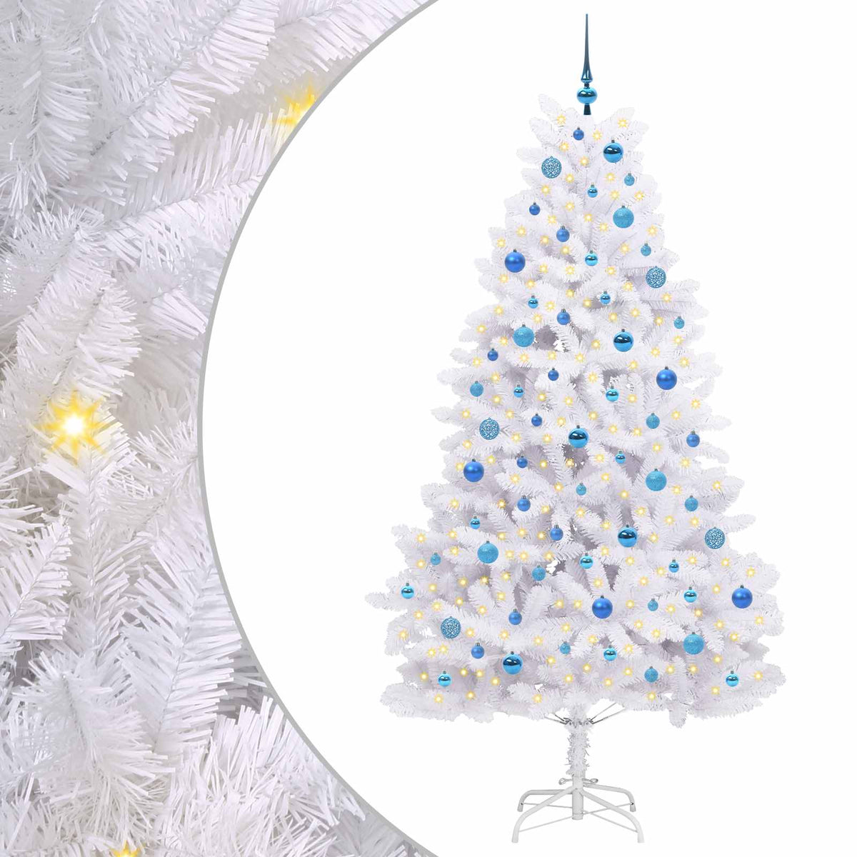 Kunstigt Hinged Juletræ Hvid 210 cm PVC og Stål