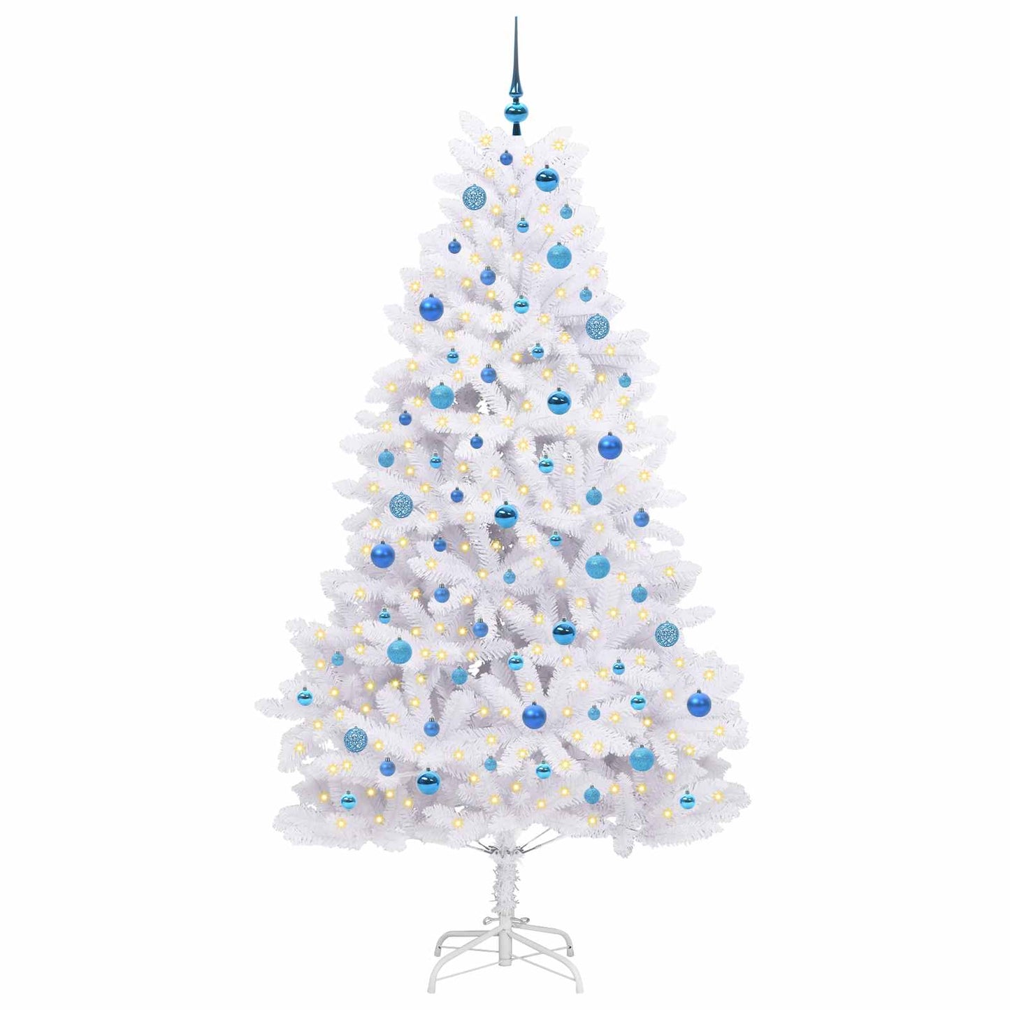 Kunstigt Hinged Juletræ Hvid 210 cm PVC og Stål