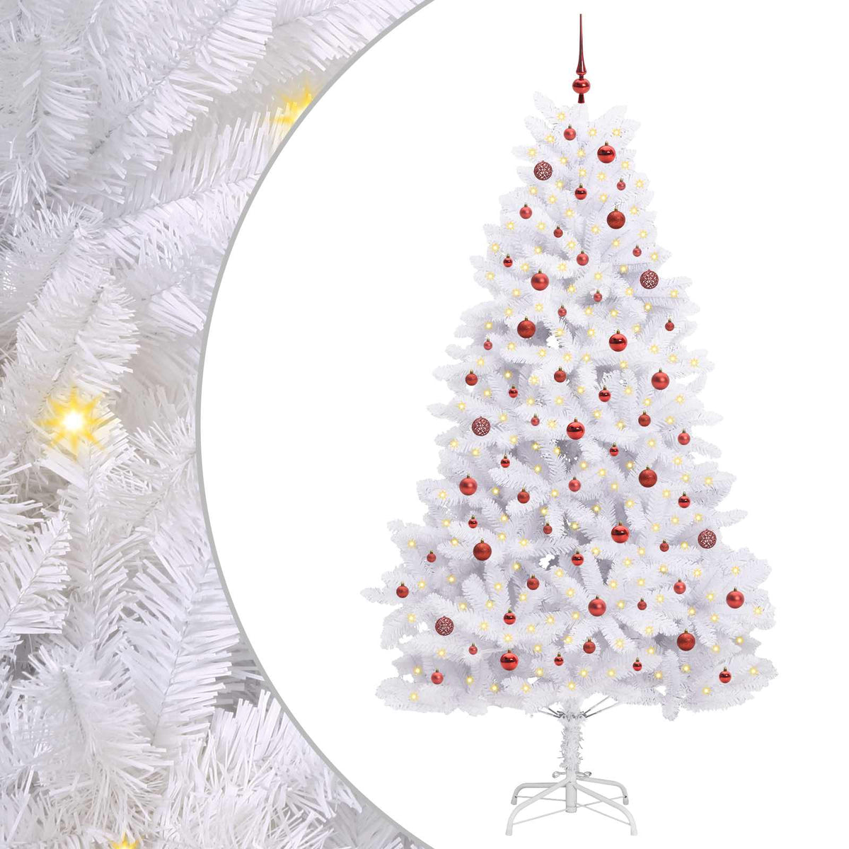 Kunstigt Hinged Juletræ Hvid 240 cm PVC og Stål