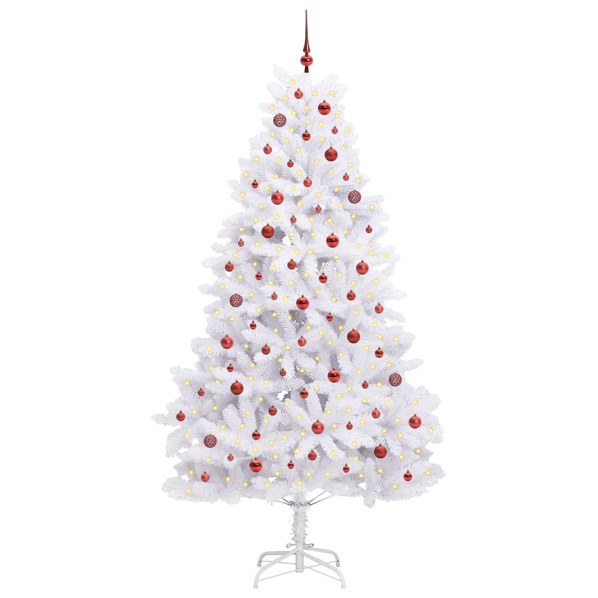 Kunstigt Hinged Juletræ Hvid 240 cm PVC og Stål