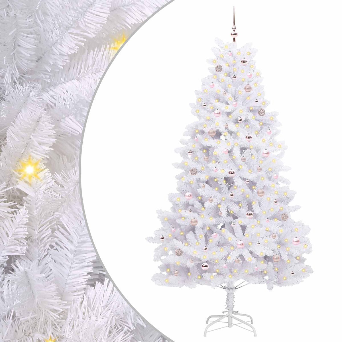 Kunstigt Hinged Juletræ Hvid 240 cm PVC og Stål