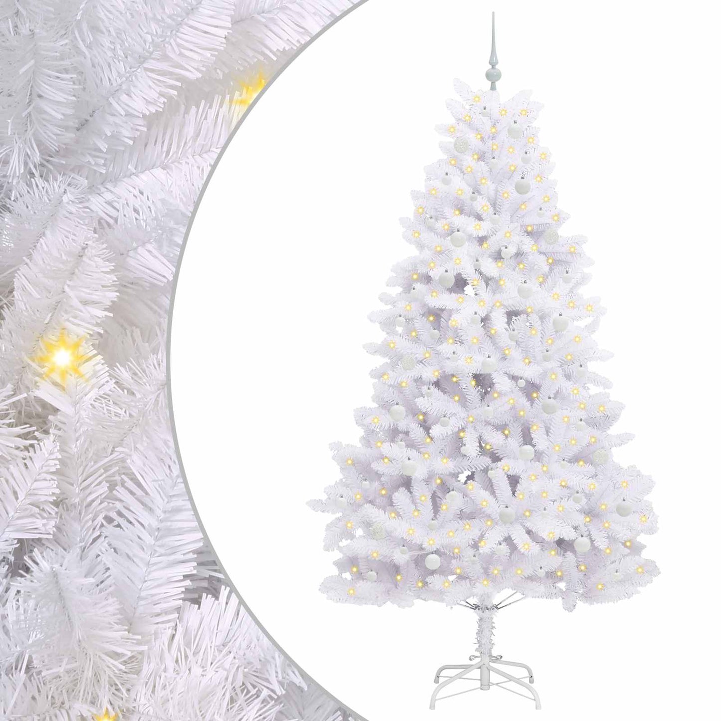 Kunstigt Hinged Juletræ Hvid 240 cm PVC og Stål