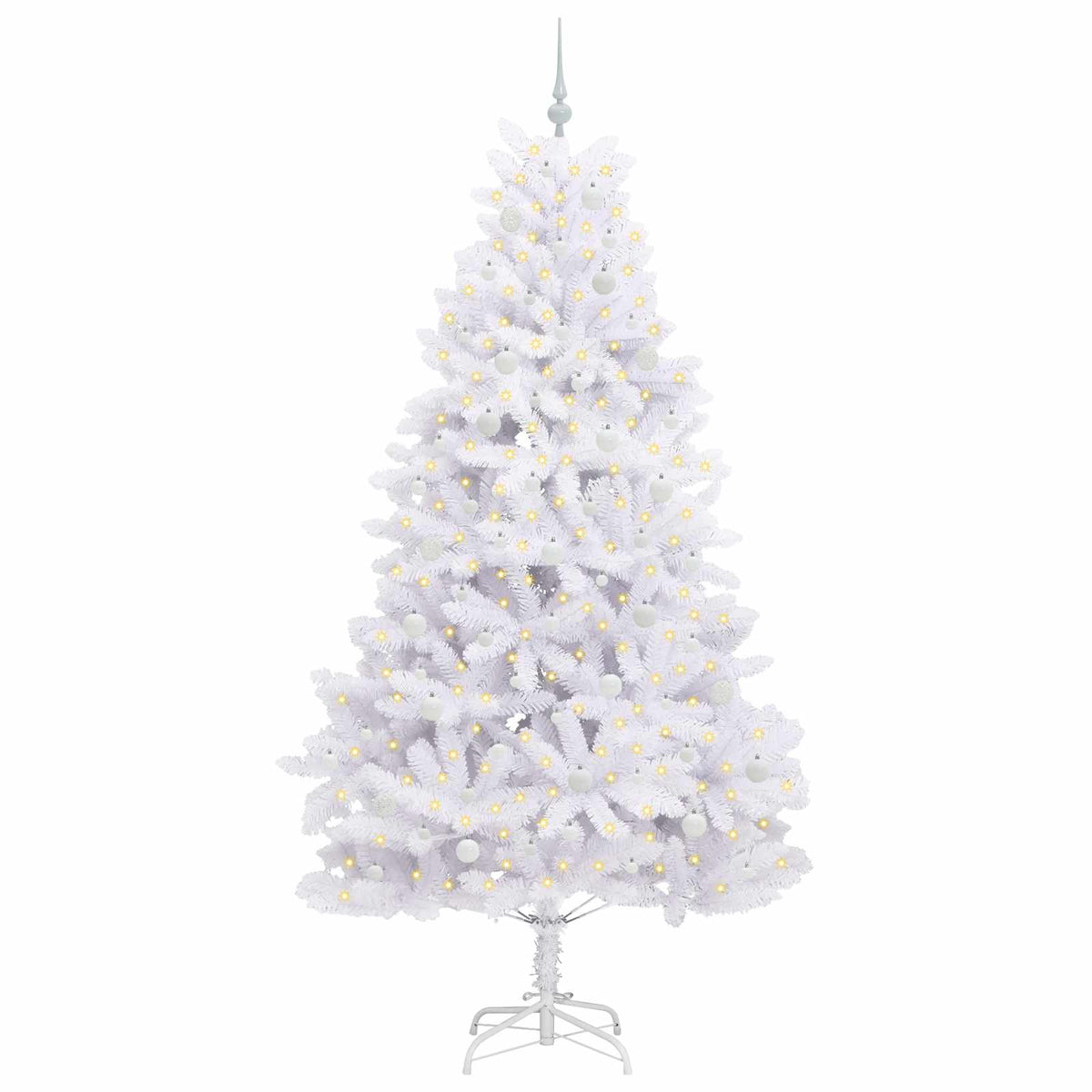 Kunstigt Hinged Juletræ Hvid 240 cm PVC og Stål