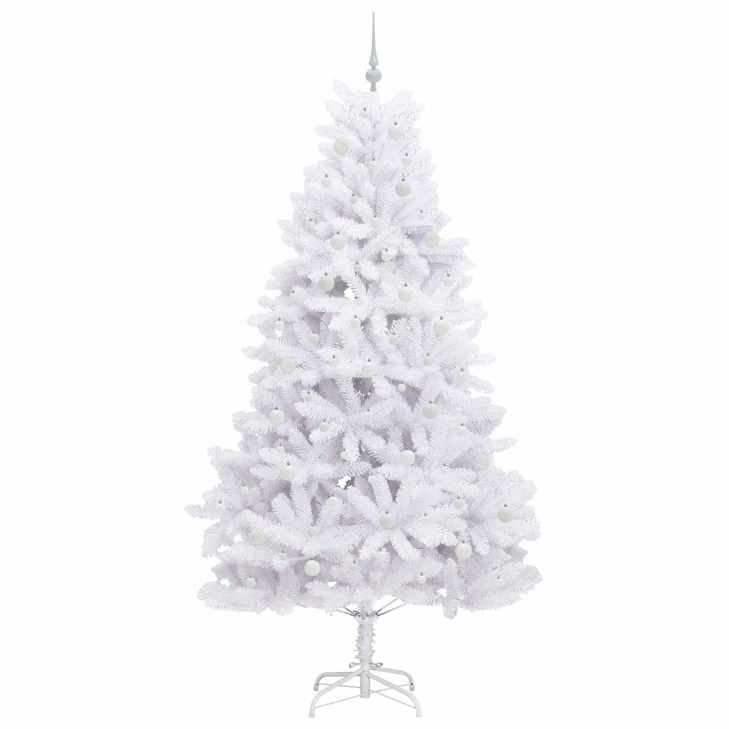 Kunstigt Hinged Juletræ Hvid 240 cm PVC og Stål