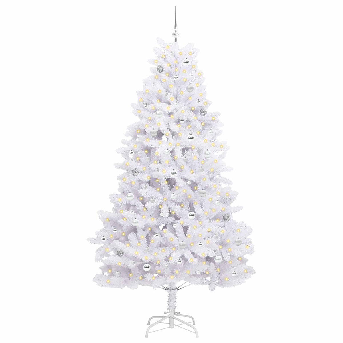 Kunstigt Hinged Juletræ Hvid 240 cm PVC og Stål