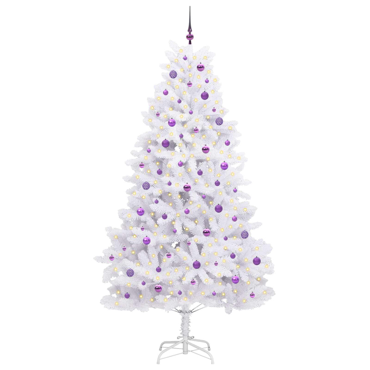 Kunstigt Hinged Juletræ Hvid 240 cm PVC og Stål