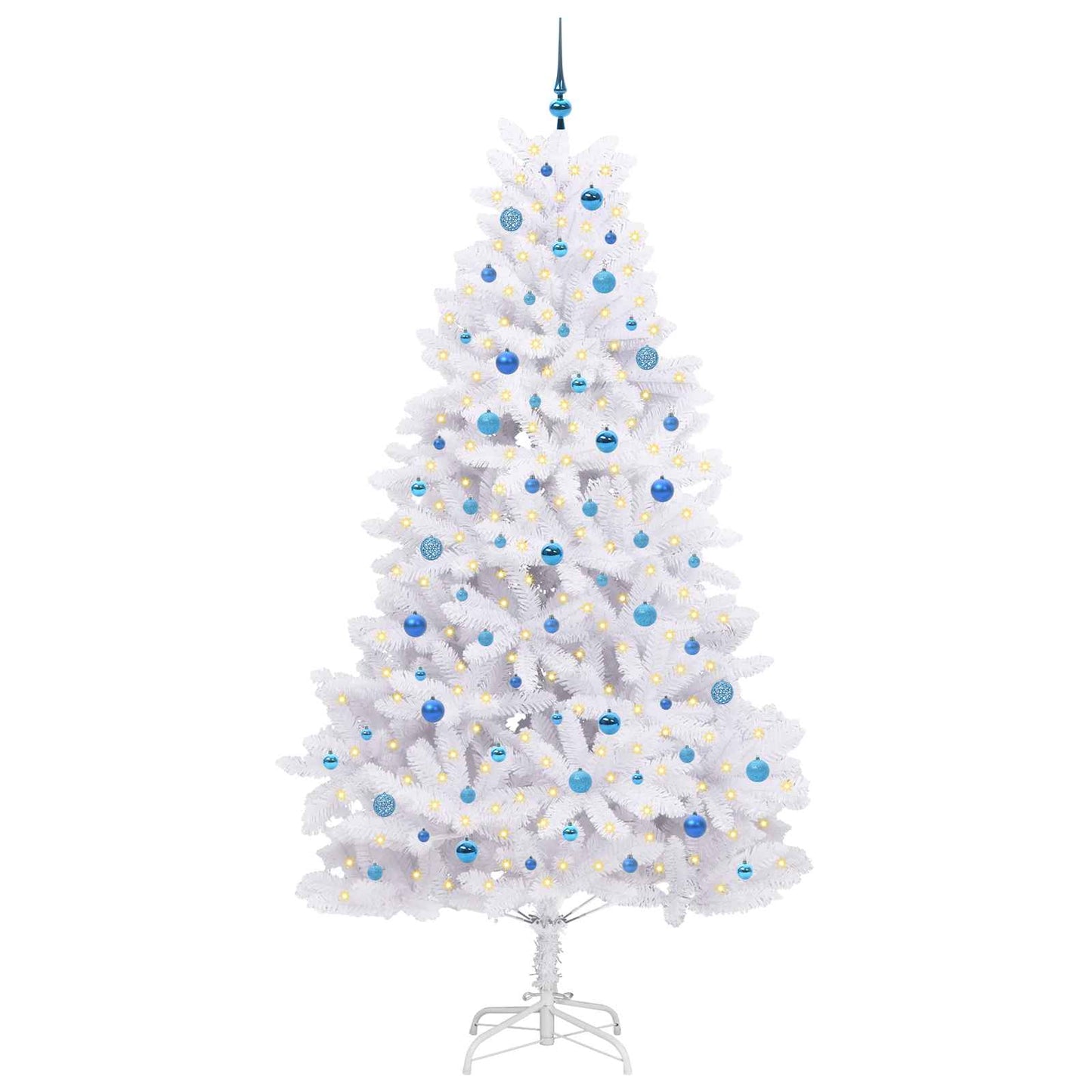 Kunstigt Hinged Juletræ Hvid 240 cm PVC og Stål