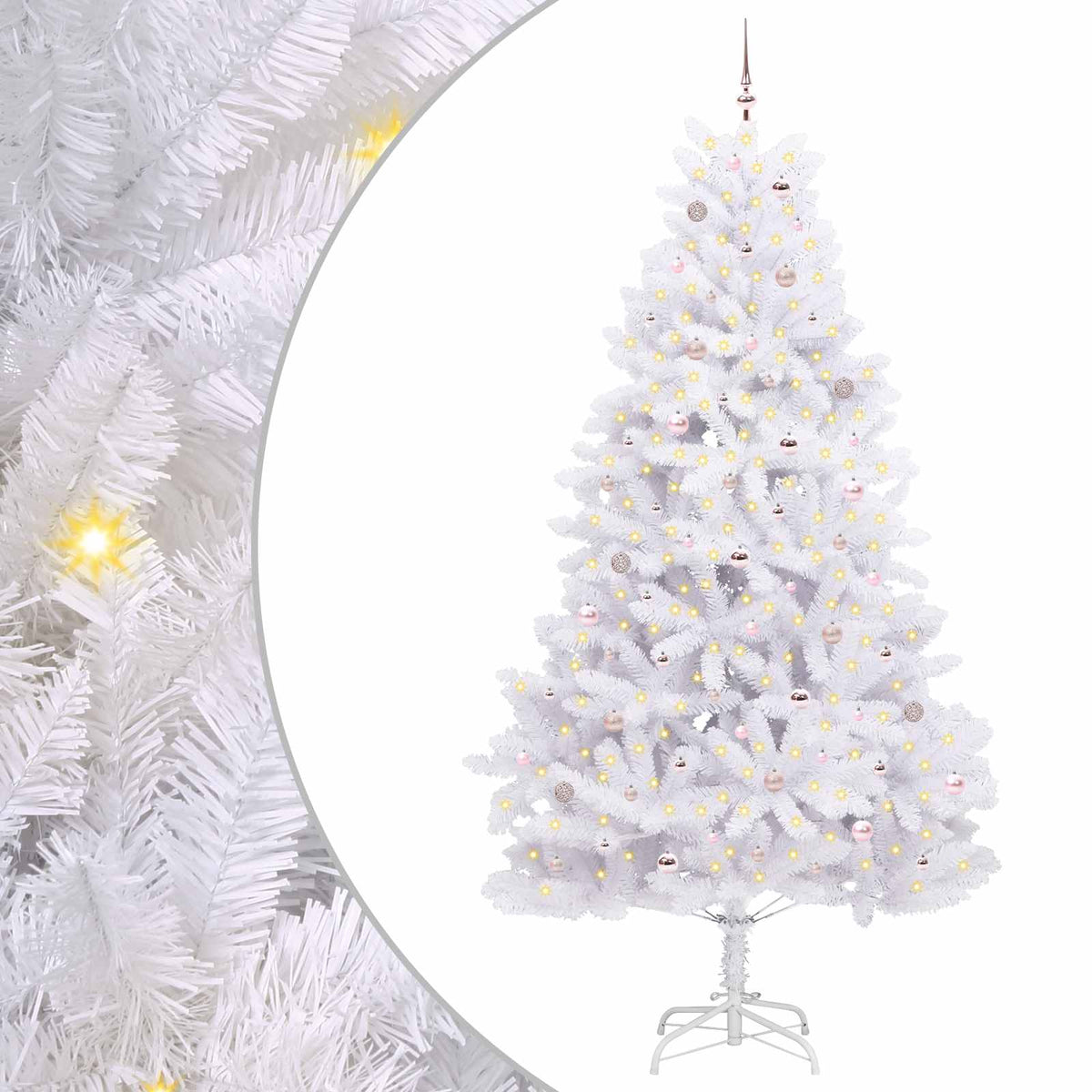 Kunstigt Hinged Juletræ Hvid 270 cm PVC og Stål