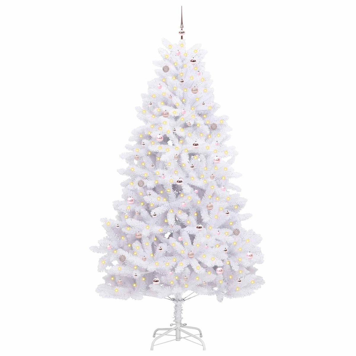 Kunstigt Hinged Juletræ Hvid 270 cm PVC og Stål