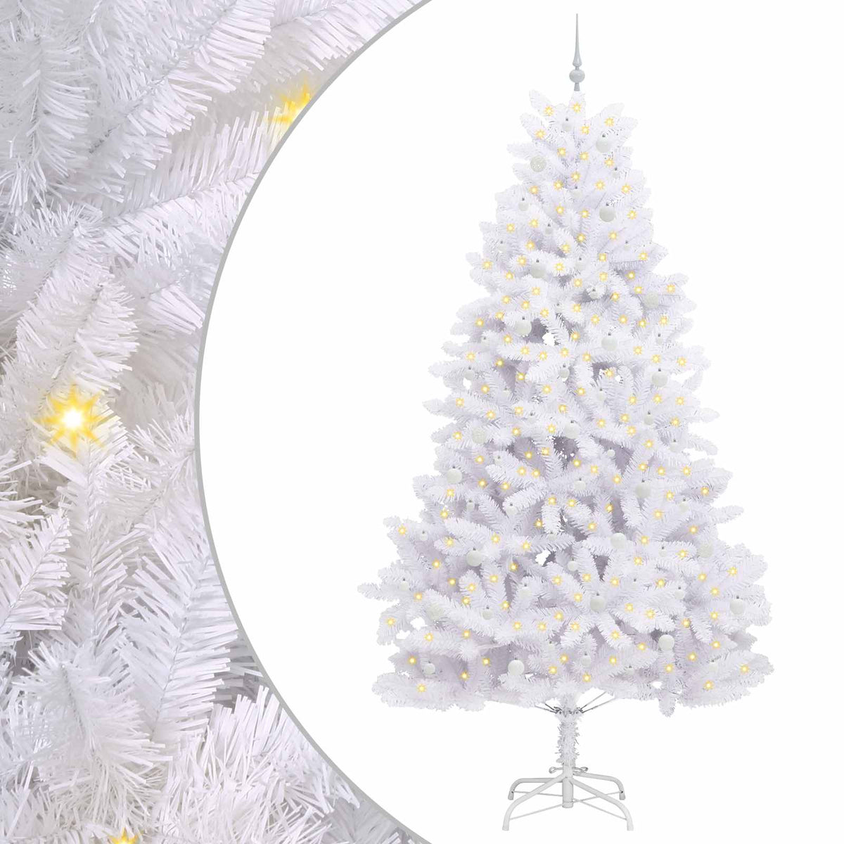 Kunstigt Hinged Juletræ Hvid 270 cm PVC og Stål