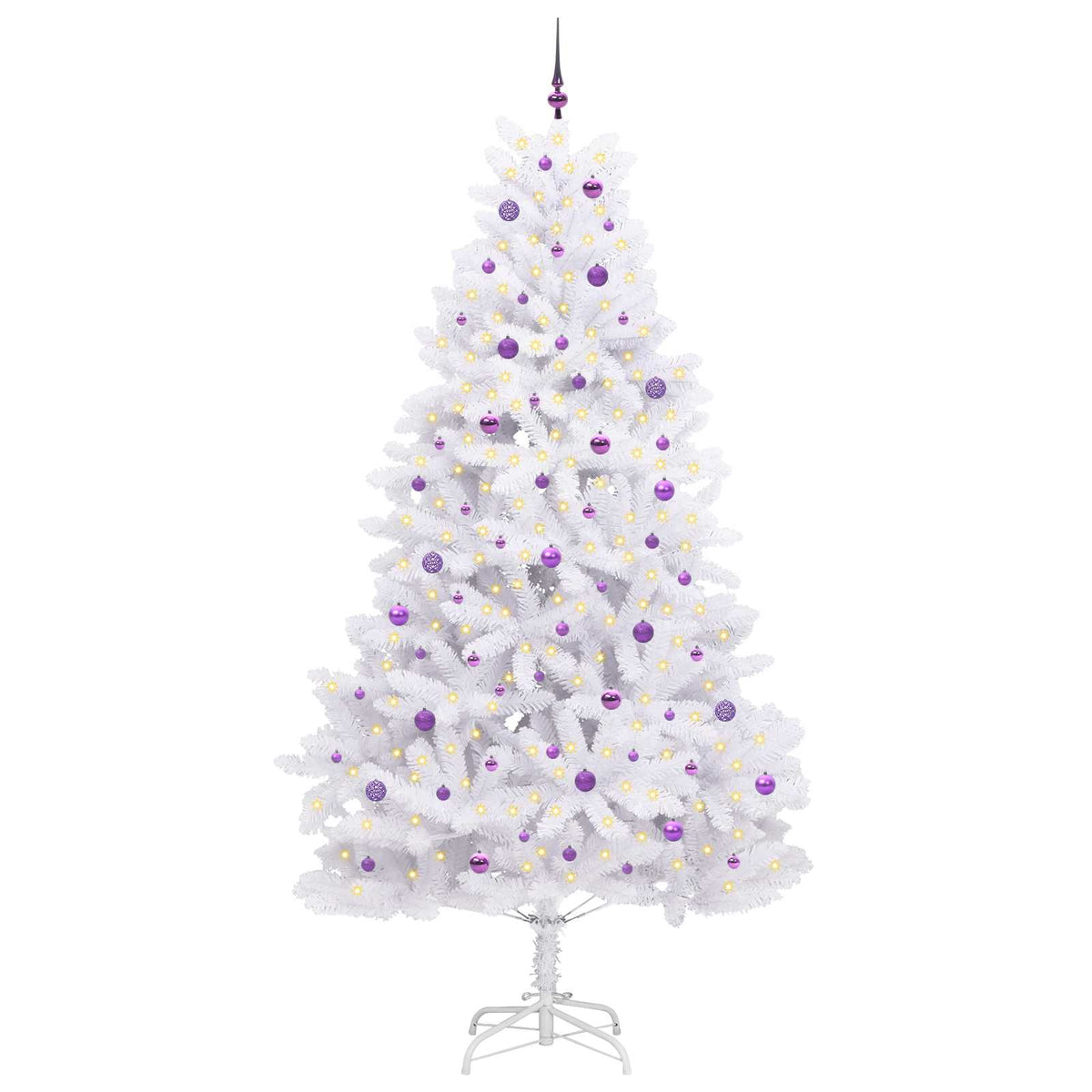 Kunstigt Hinged Juletræ Hvid 270 cm PVC og Stål