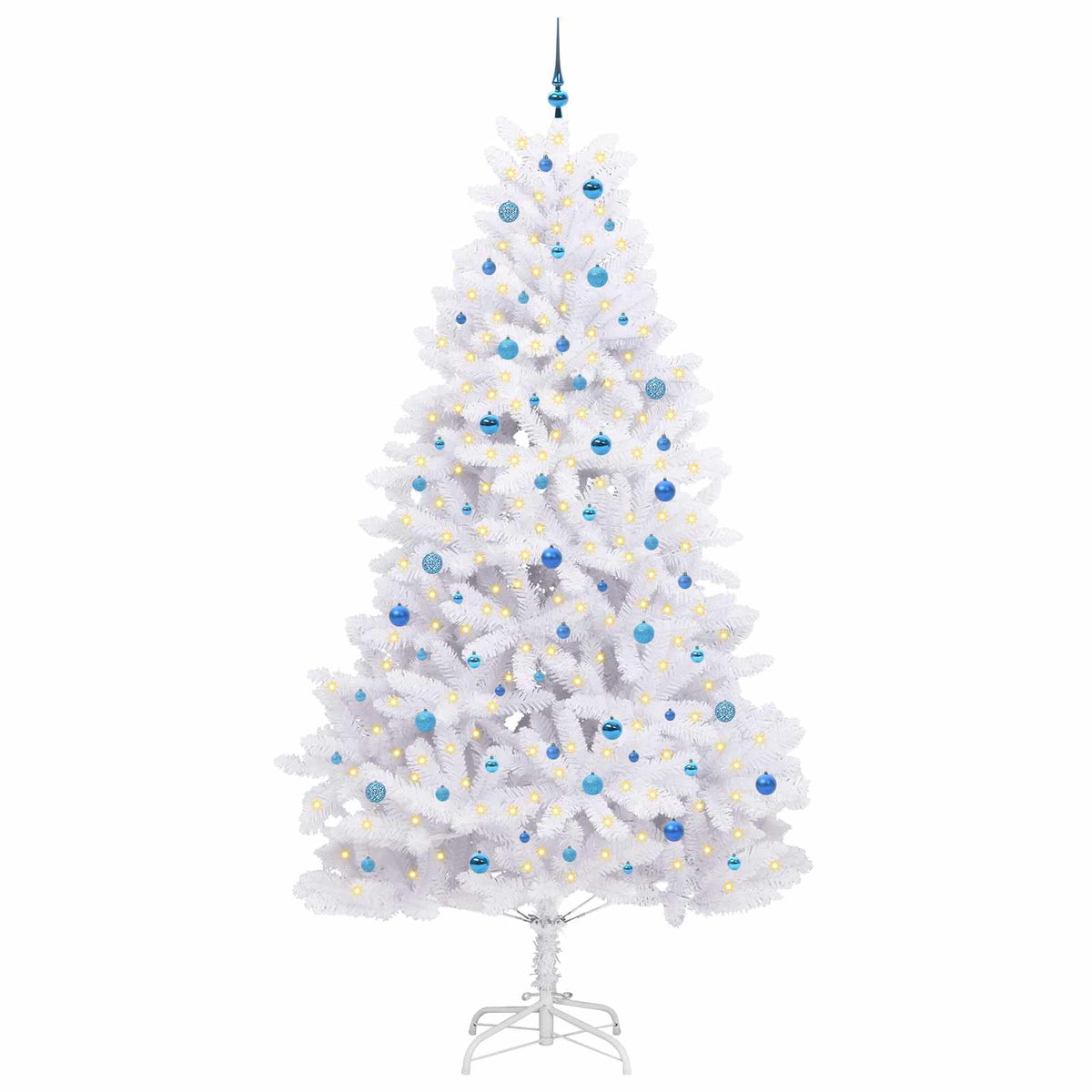 Kunstigt Hinged Juletræ Hvid 270 cm PVC og Stål