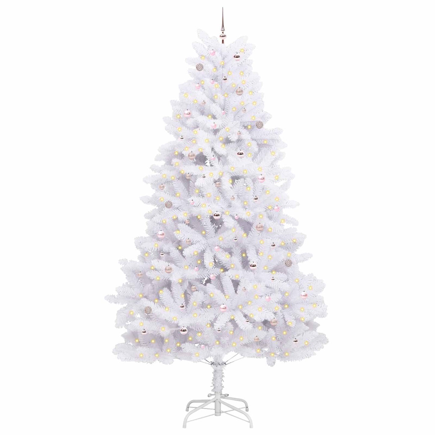 Kunstigt Hinged Juletræ Hvid 300 cm PVC og Stål