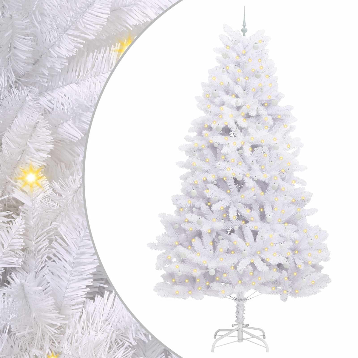 Kunstigt Hinged Juletræ Hvid 300 cm PVC og Stål