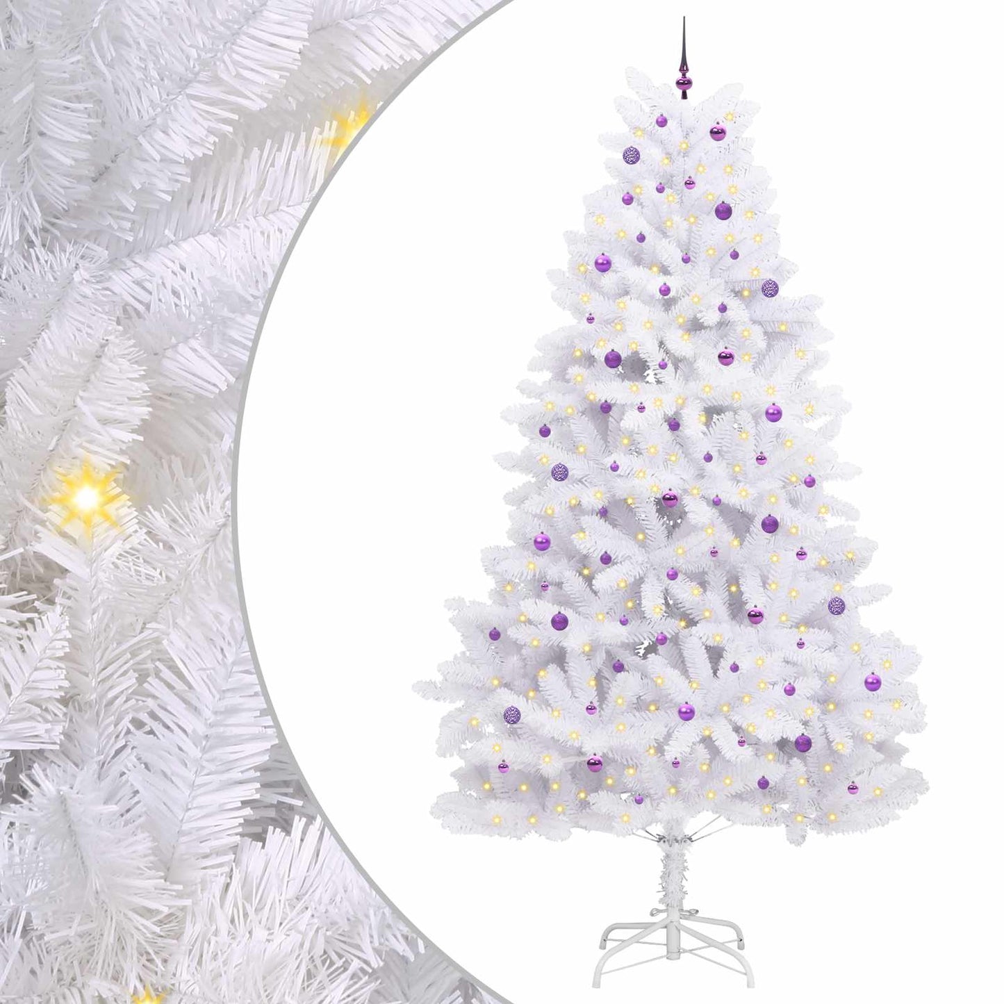 Kunstigt Hinged Juletræ Hvid 300 cm PVC og Stål