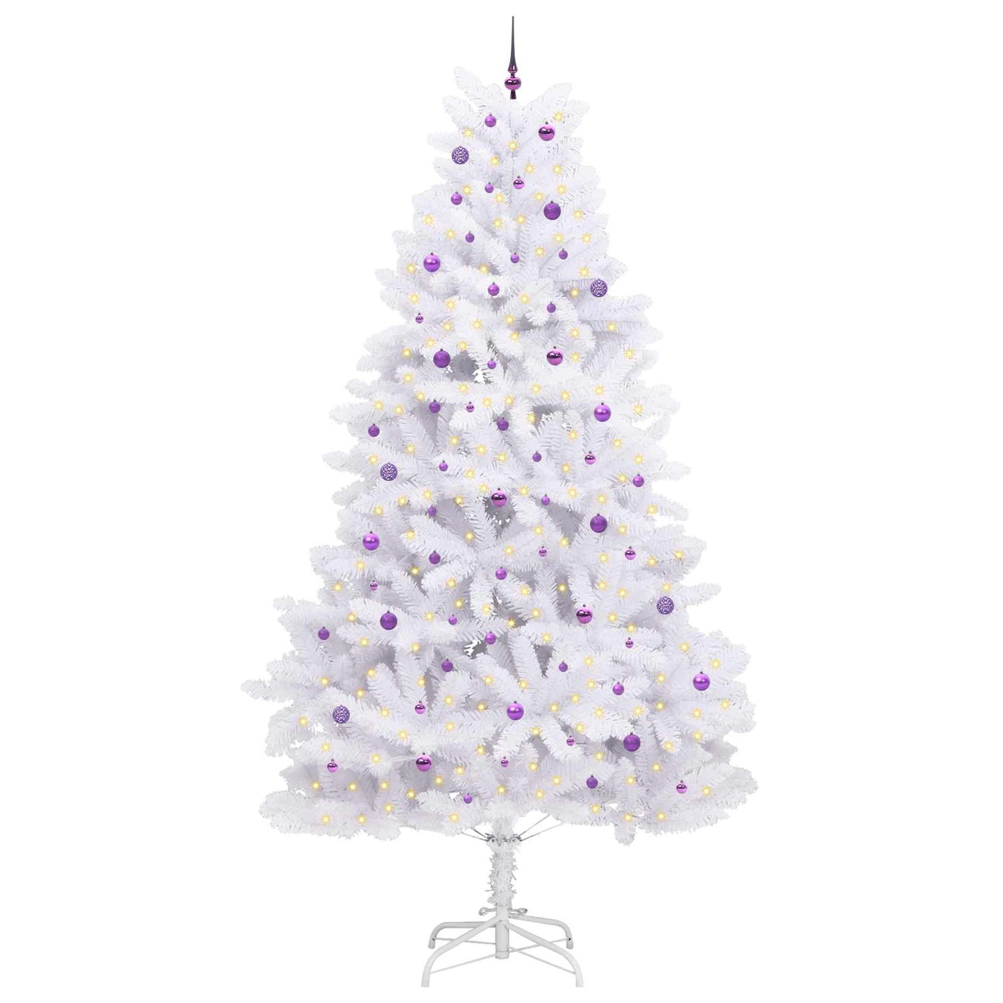 Kunstigt Hinged Juletræ Hvid 300 cm PVC og Stål