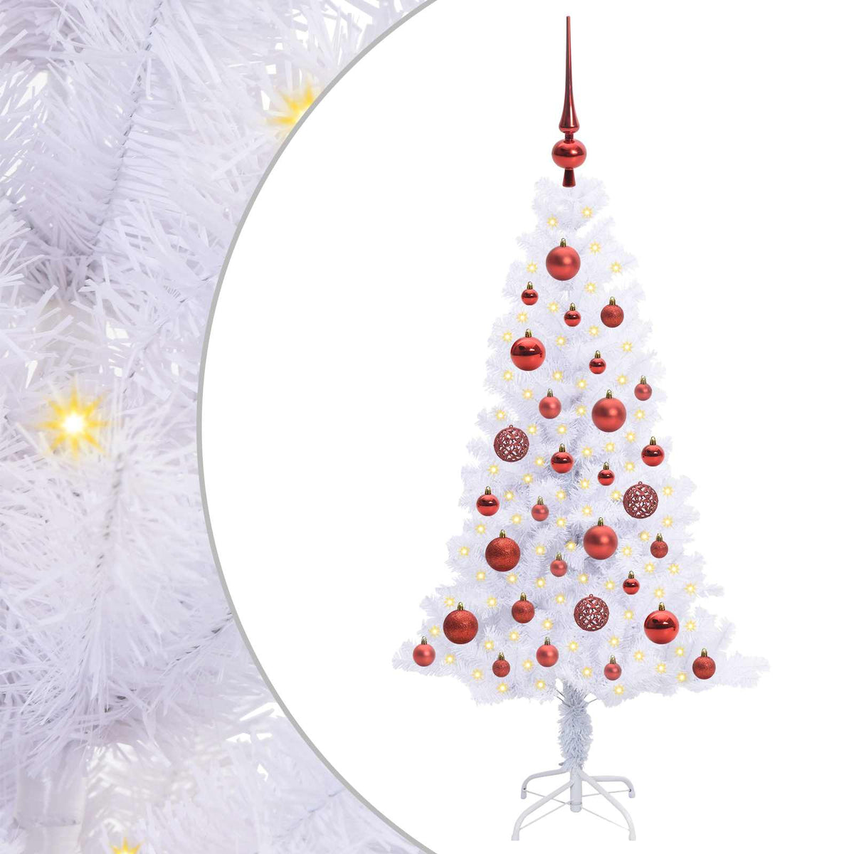 Kunstigt juletræ med 150 LED'er Hvid 120 cm PVC og Stål