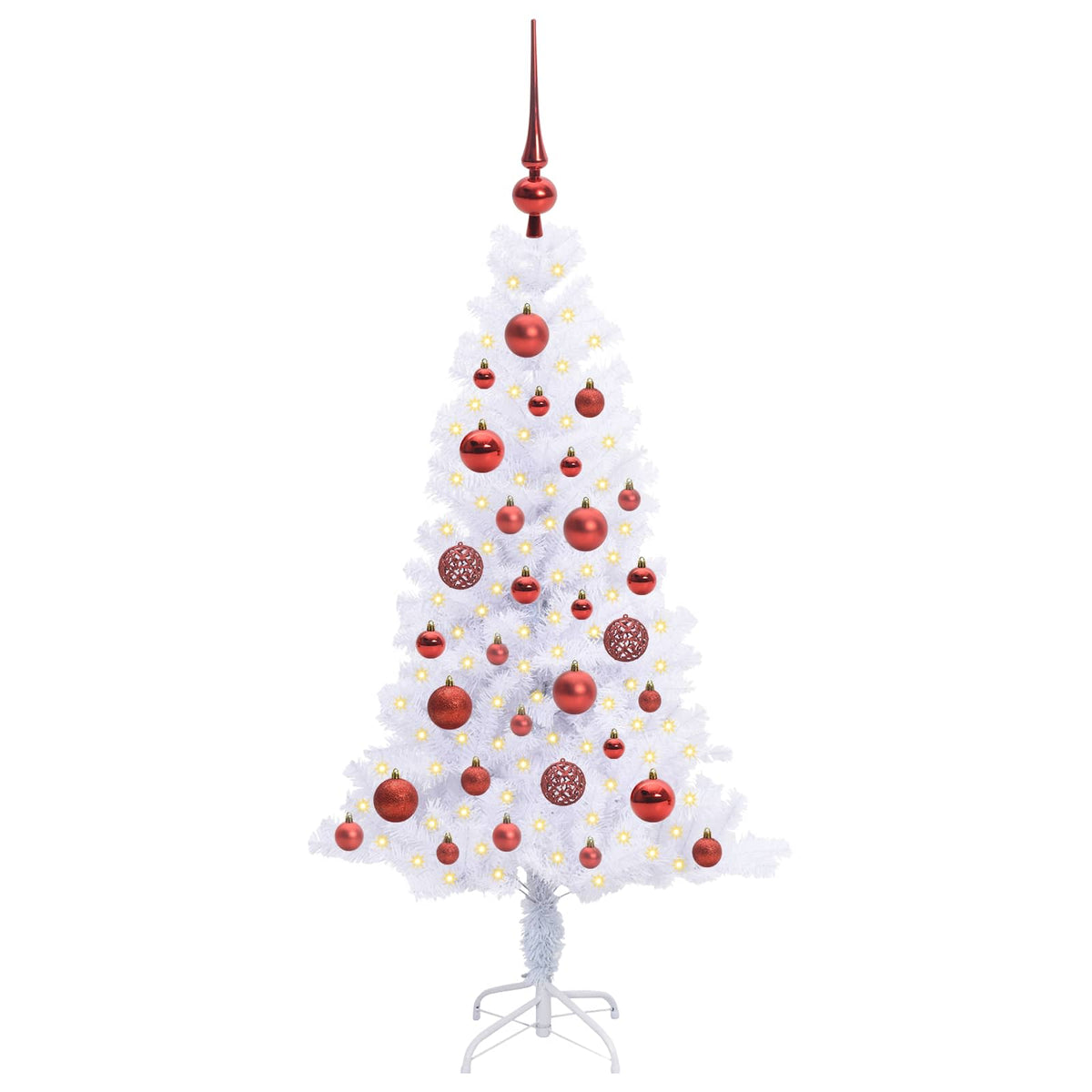 Kunstigt juletræ med 150 LED'er Hvid 120 cm PVC og Stål