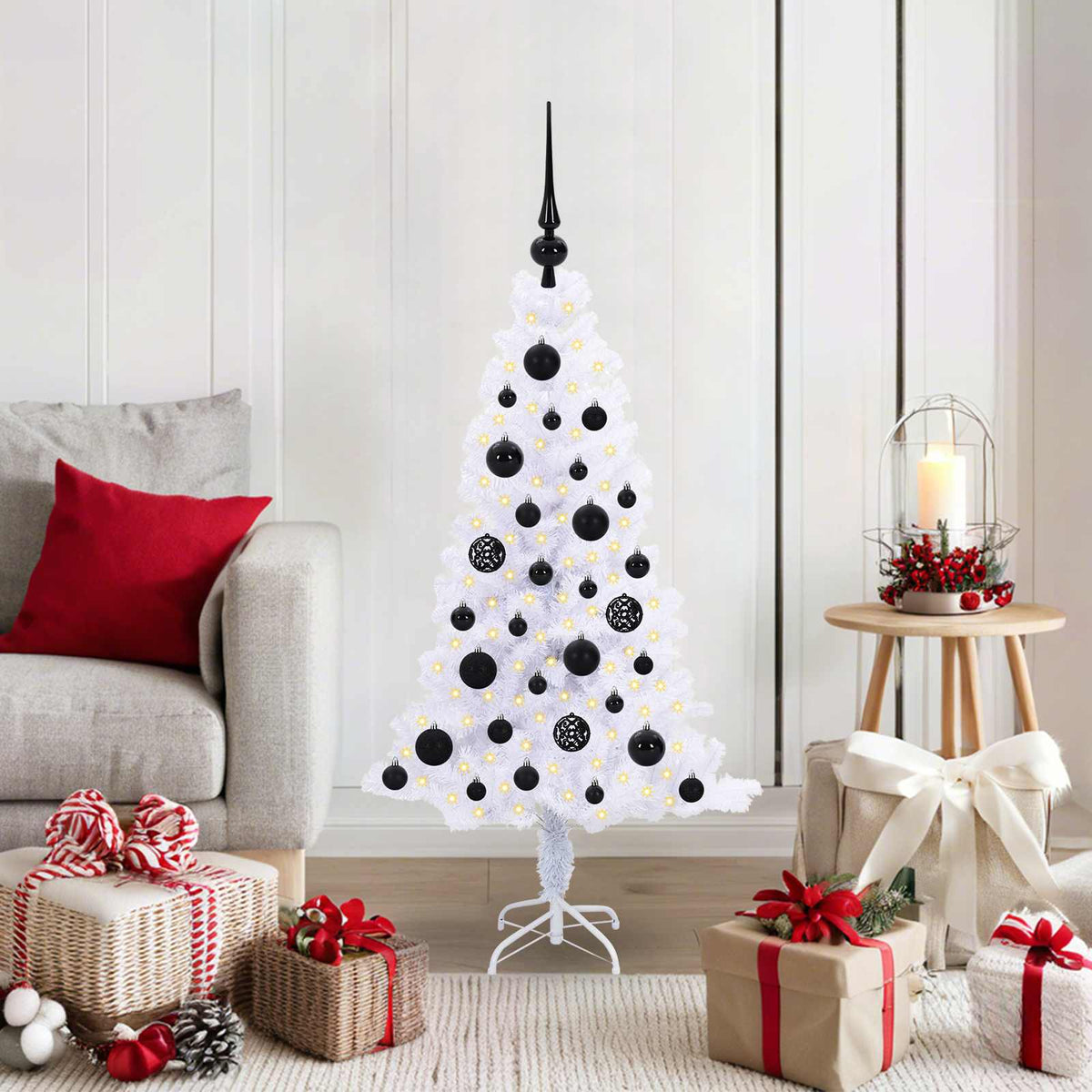 Kunstigt juletræ med 150 LED'er Hvid 120 cm PVC og Stål
